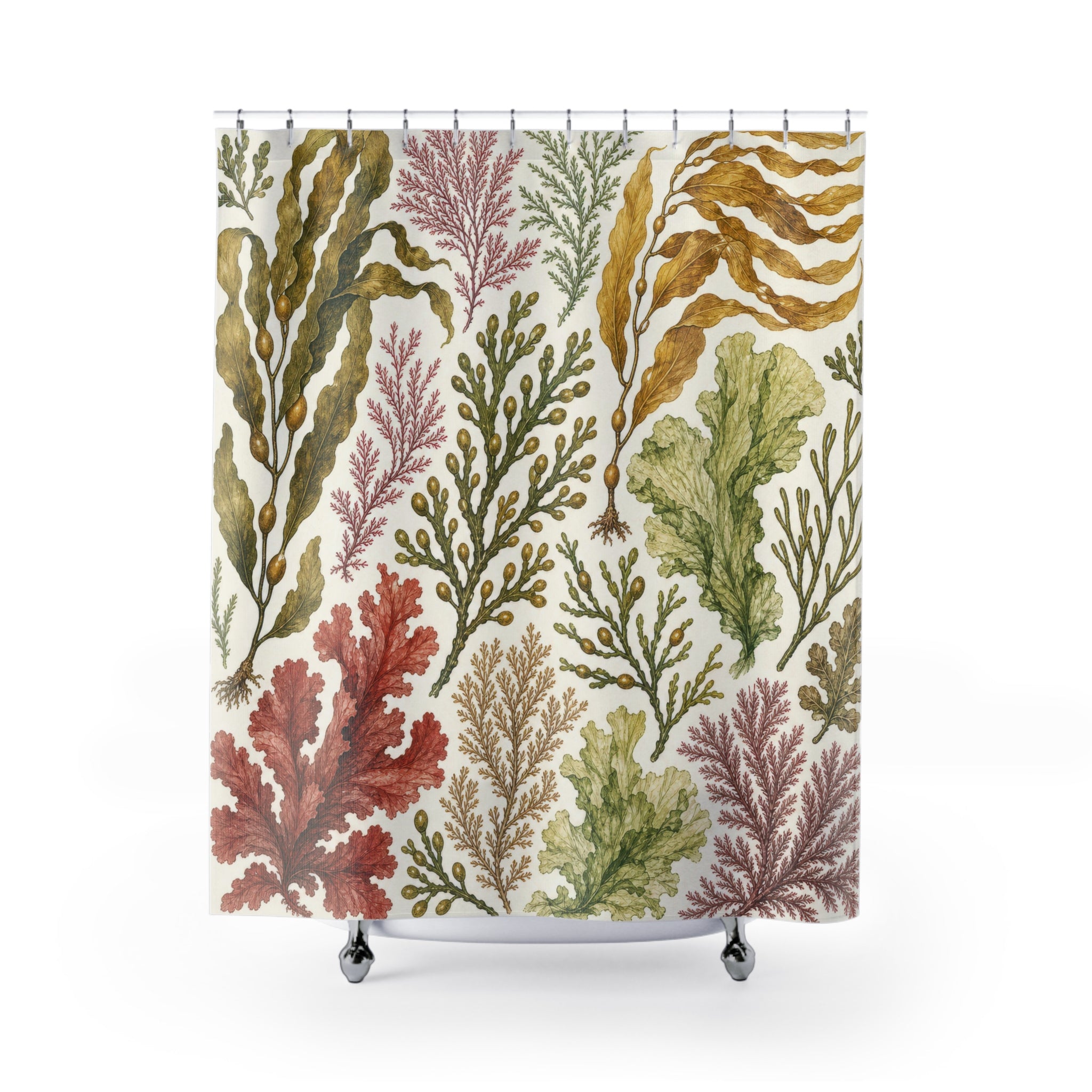 Coastal Coral Botanical Sea Garden Shower Curtain