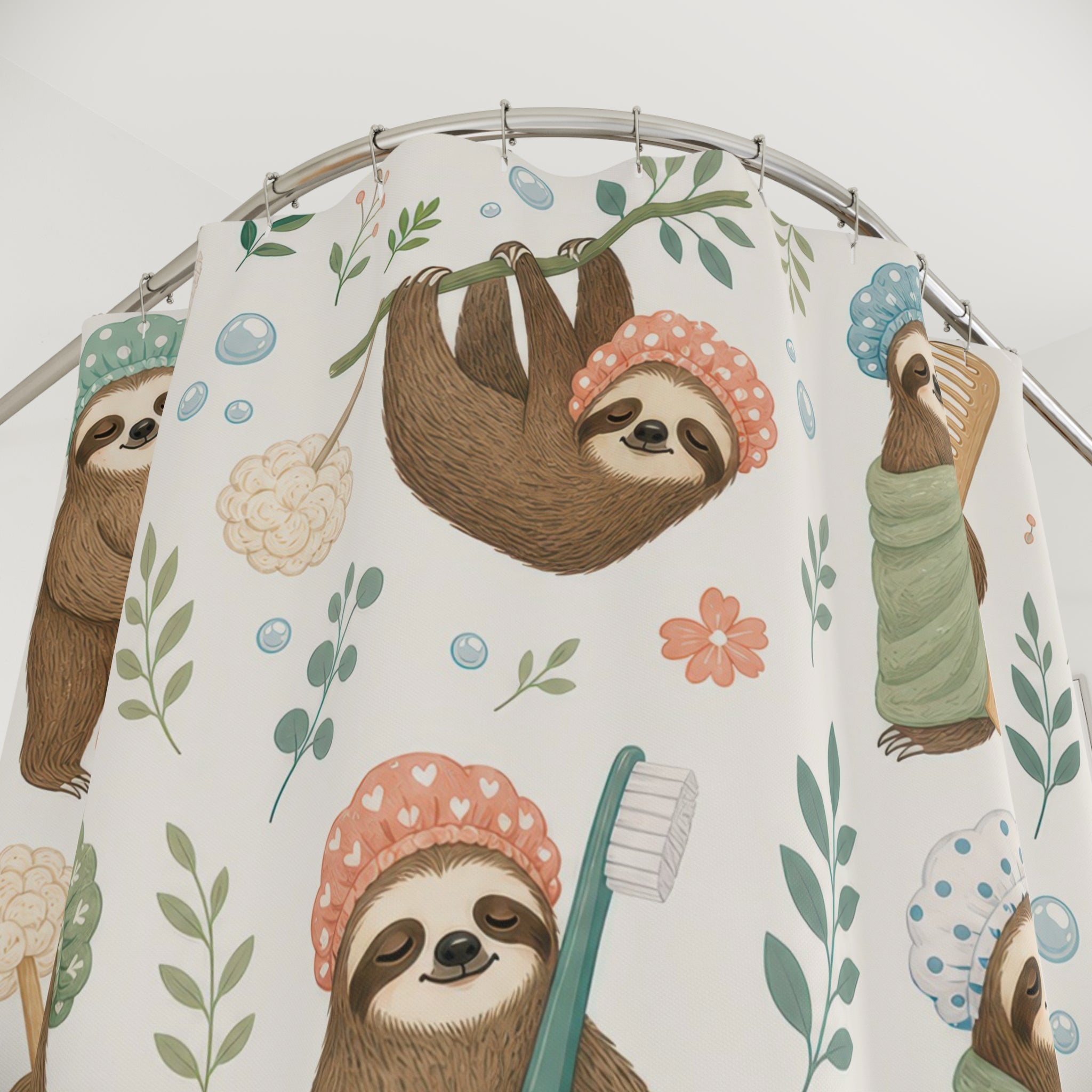 Sloth Brush Shower Curtain