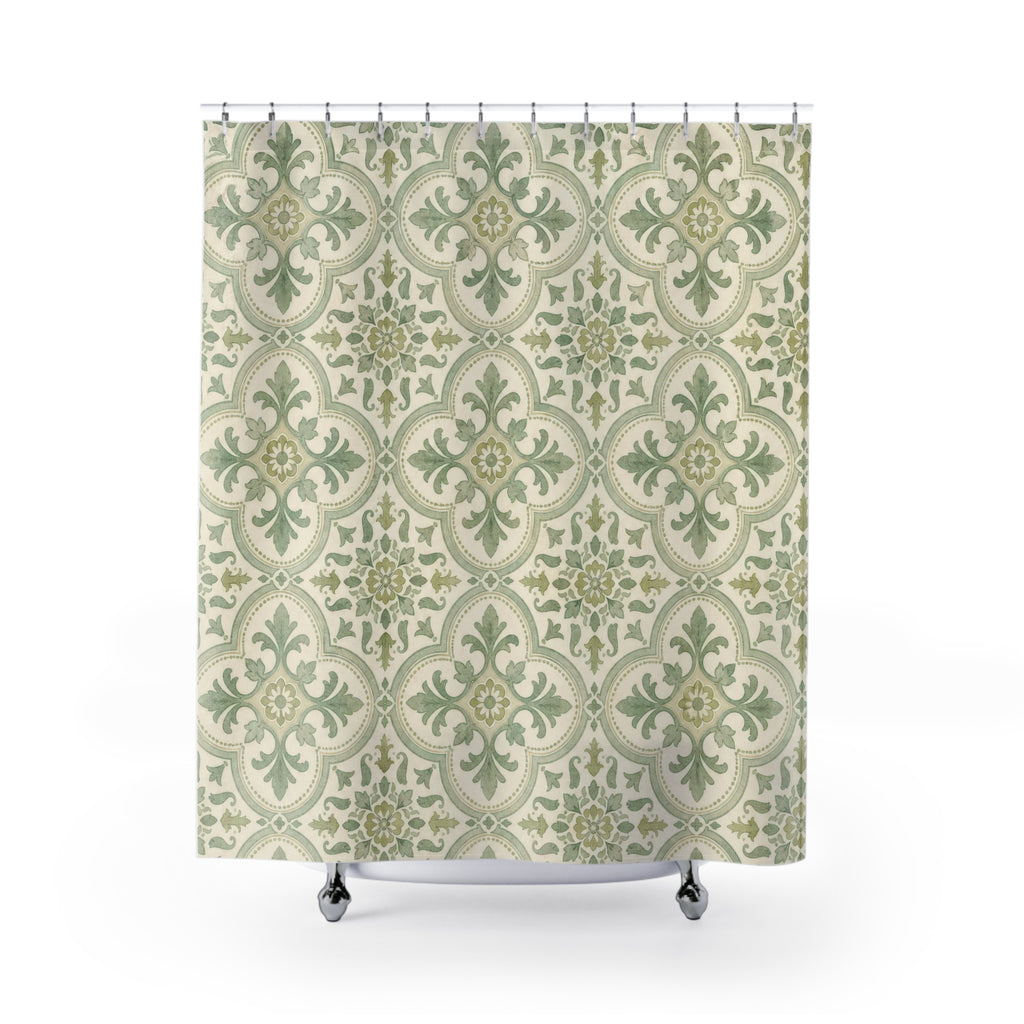 Celadon Medallion Shower Curtain