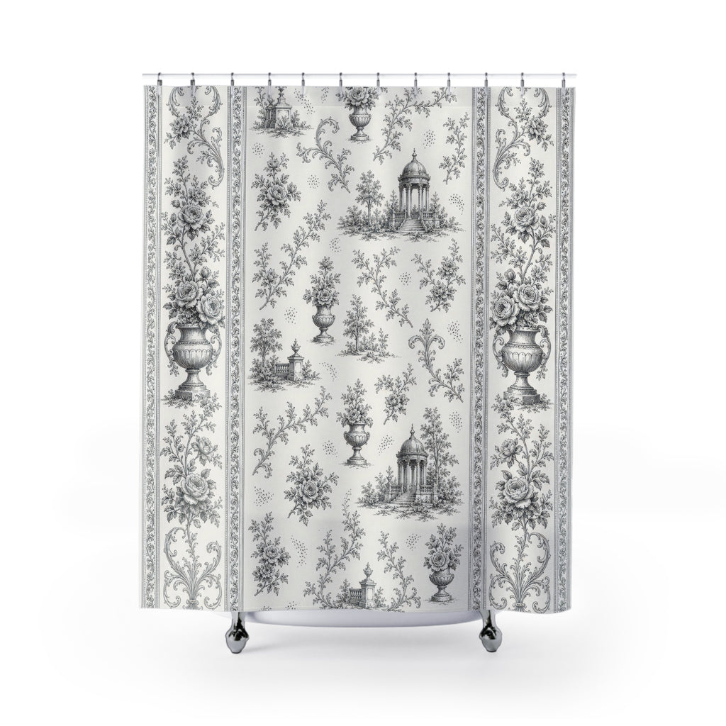 Black and White Toile Shower Curtain
