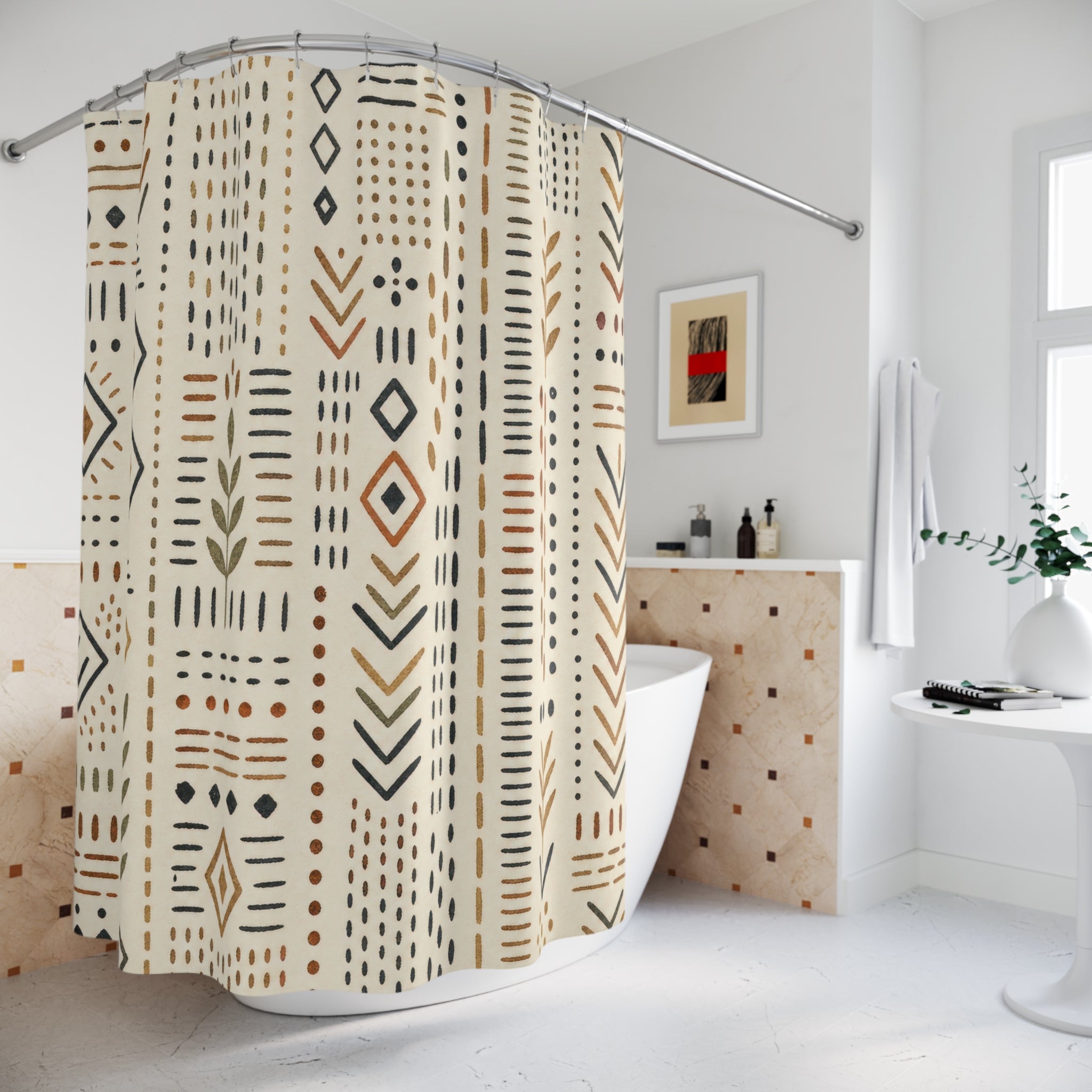 Boho Geometric Shower Curtain