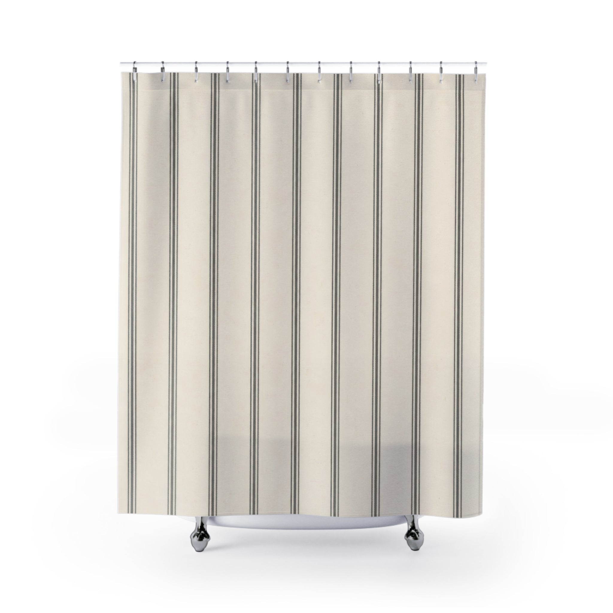 Charcoal Grey Ticking Stripe Shower Curtain