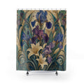 Teal Art Nouveau Jewel Garden Shower Curtain