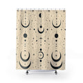 Black Cream Moon Phase Line Shower Curtain