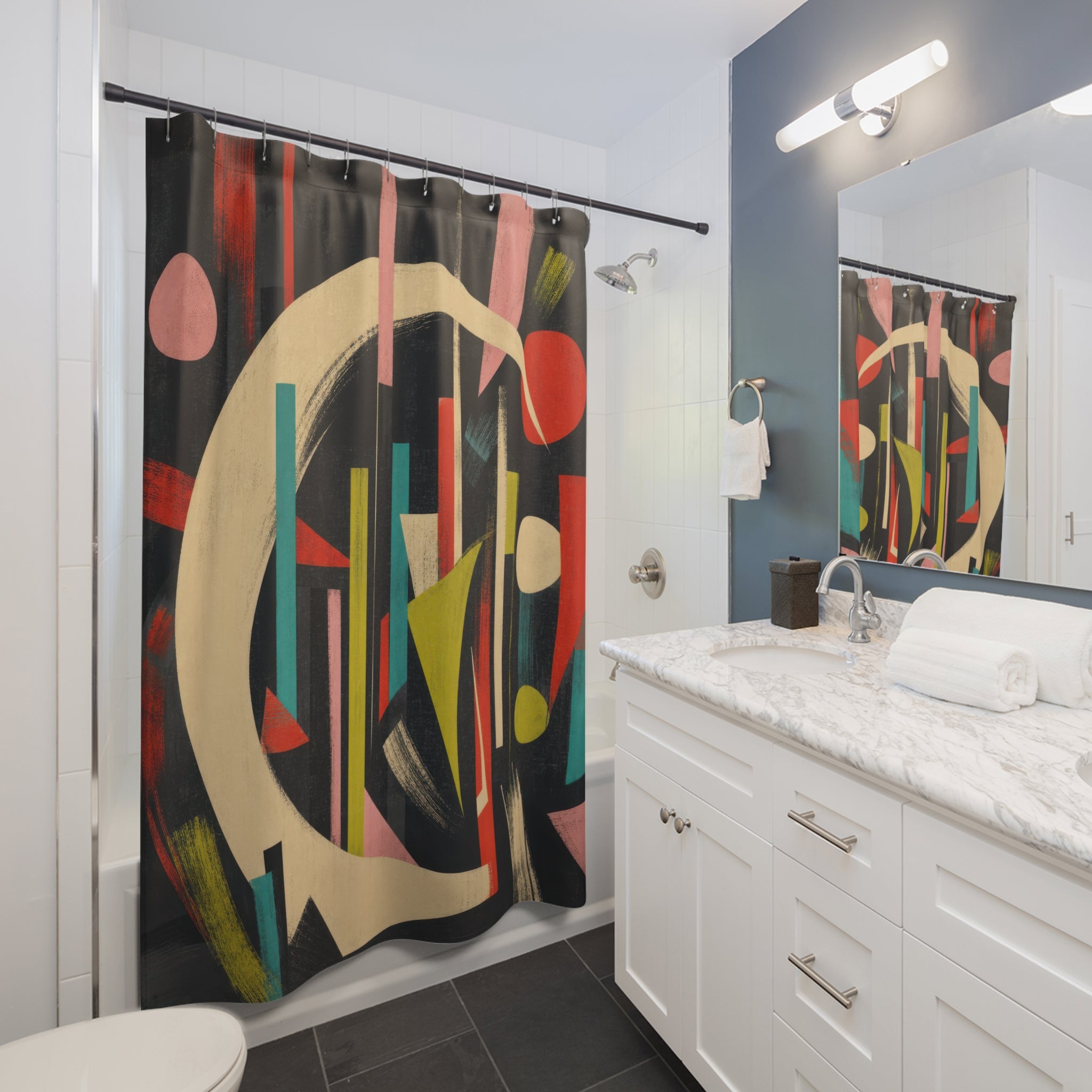 Jazz Rhythm Mid Century Modern Shower Curtain