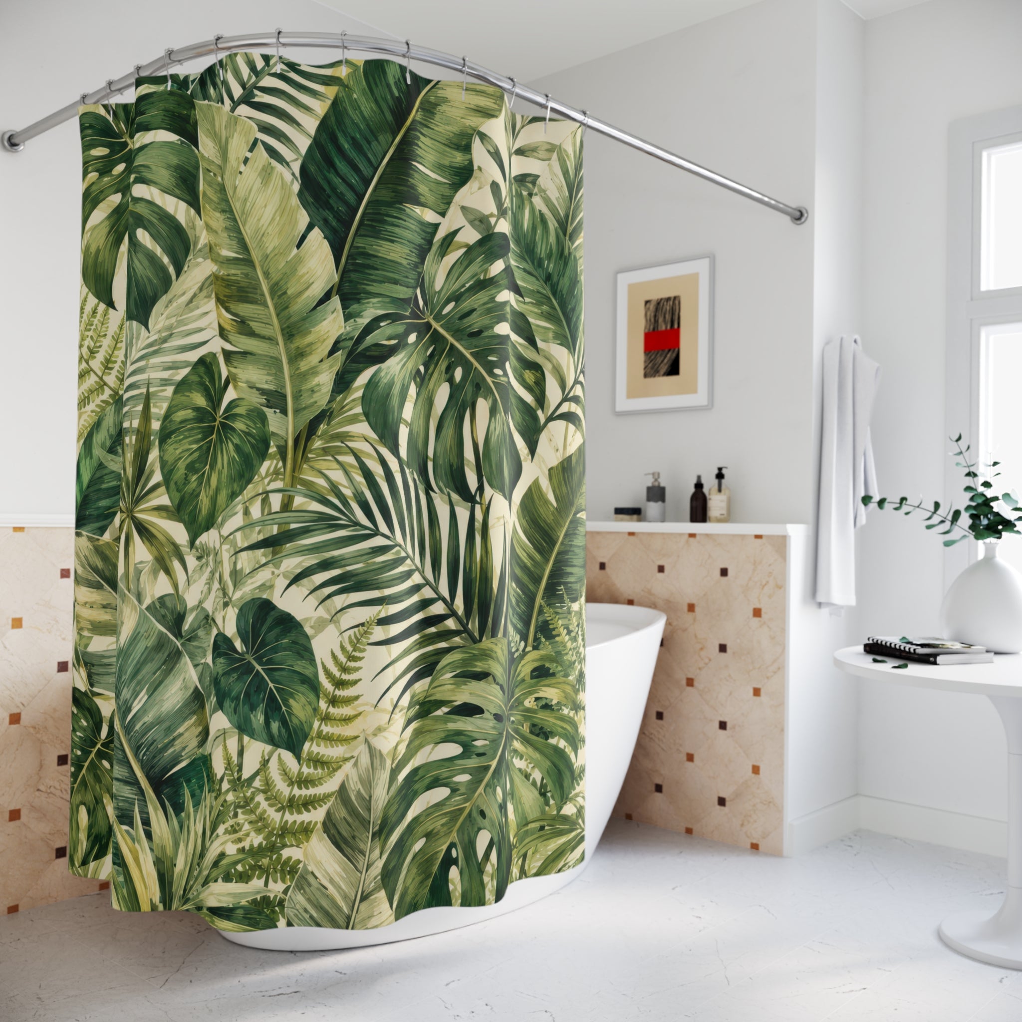 Tropical Leaf Shower Curtain: Green Botanical