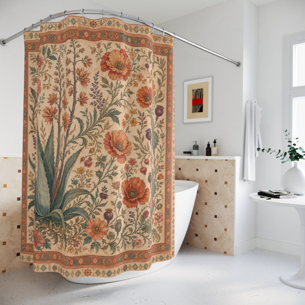 Desert Garden Boho Floral Shower Curtain