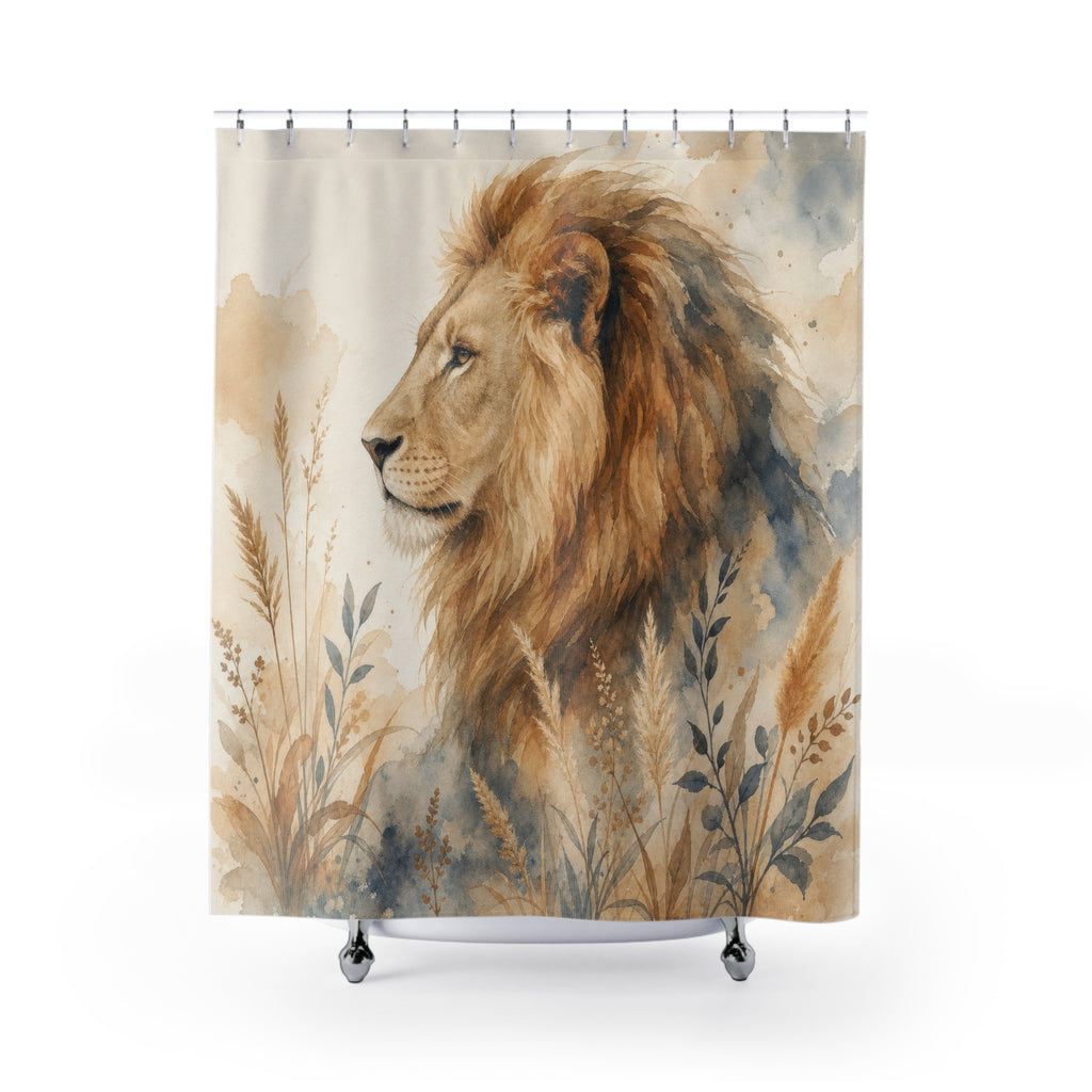 Watercolor Safari Animal Profile Shower Curtain