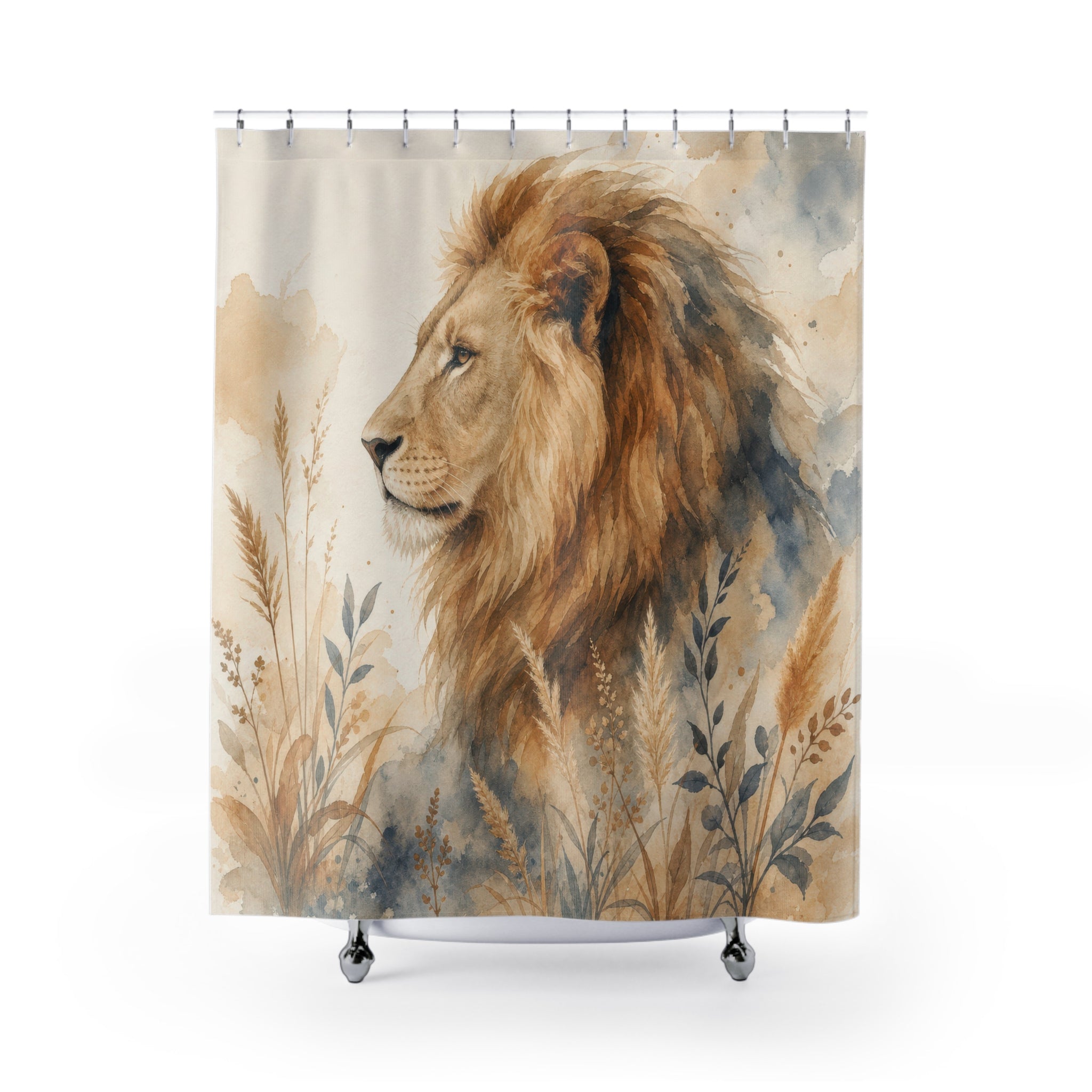 Watercolor Safari Animal Profile Shower Curtain