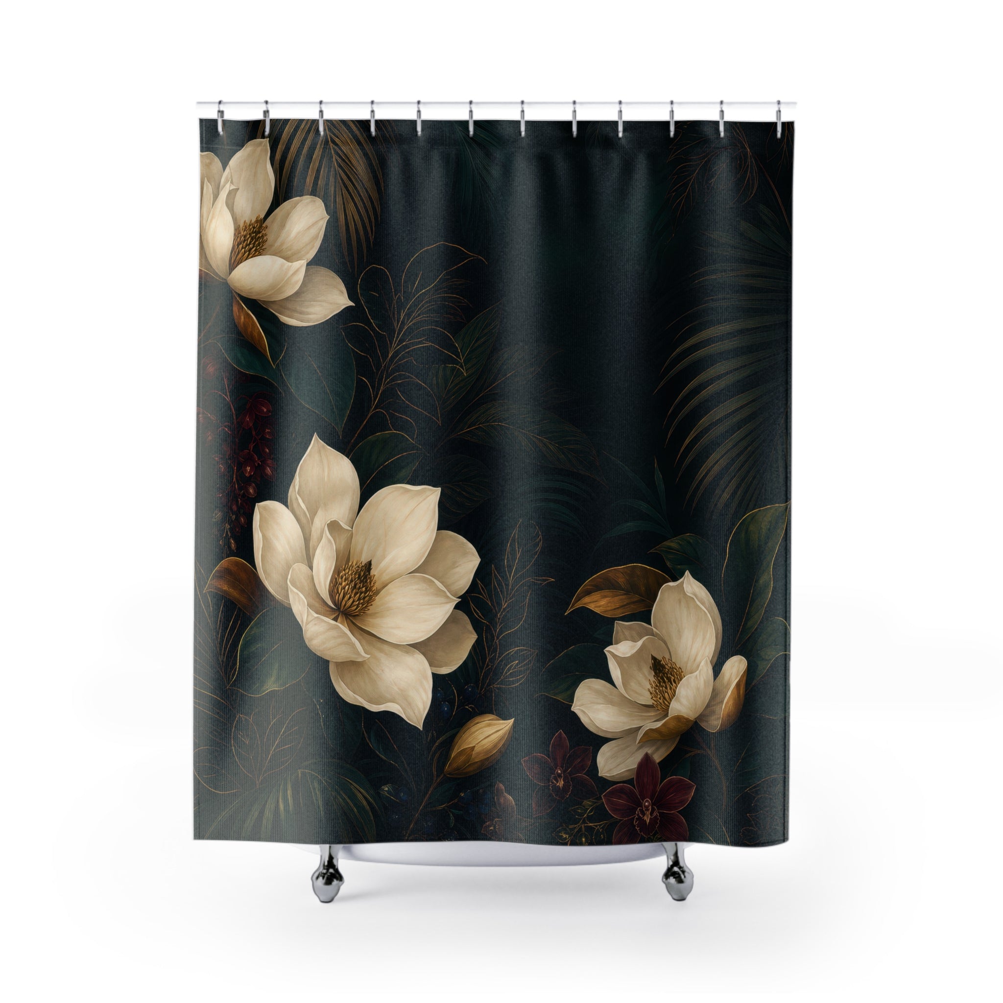 Emerald Magnolia Orchid Shower Curtain