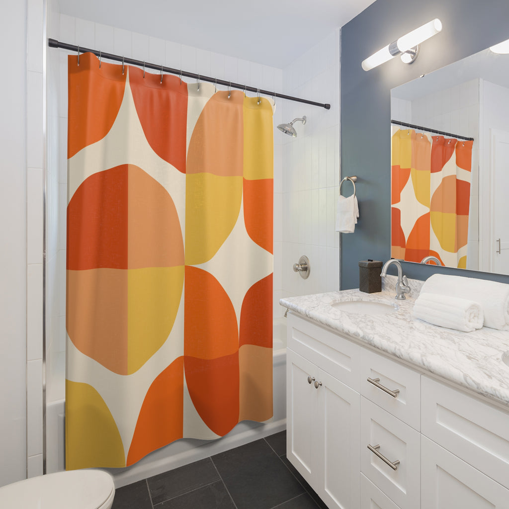 Bright Orange Shower Curtain: Bauhaus Mod
