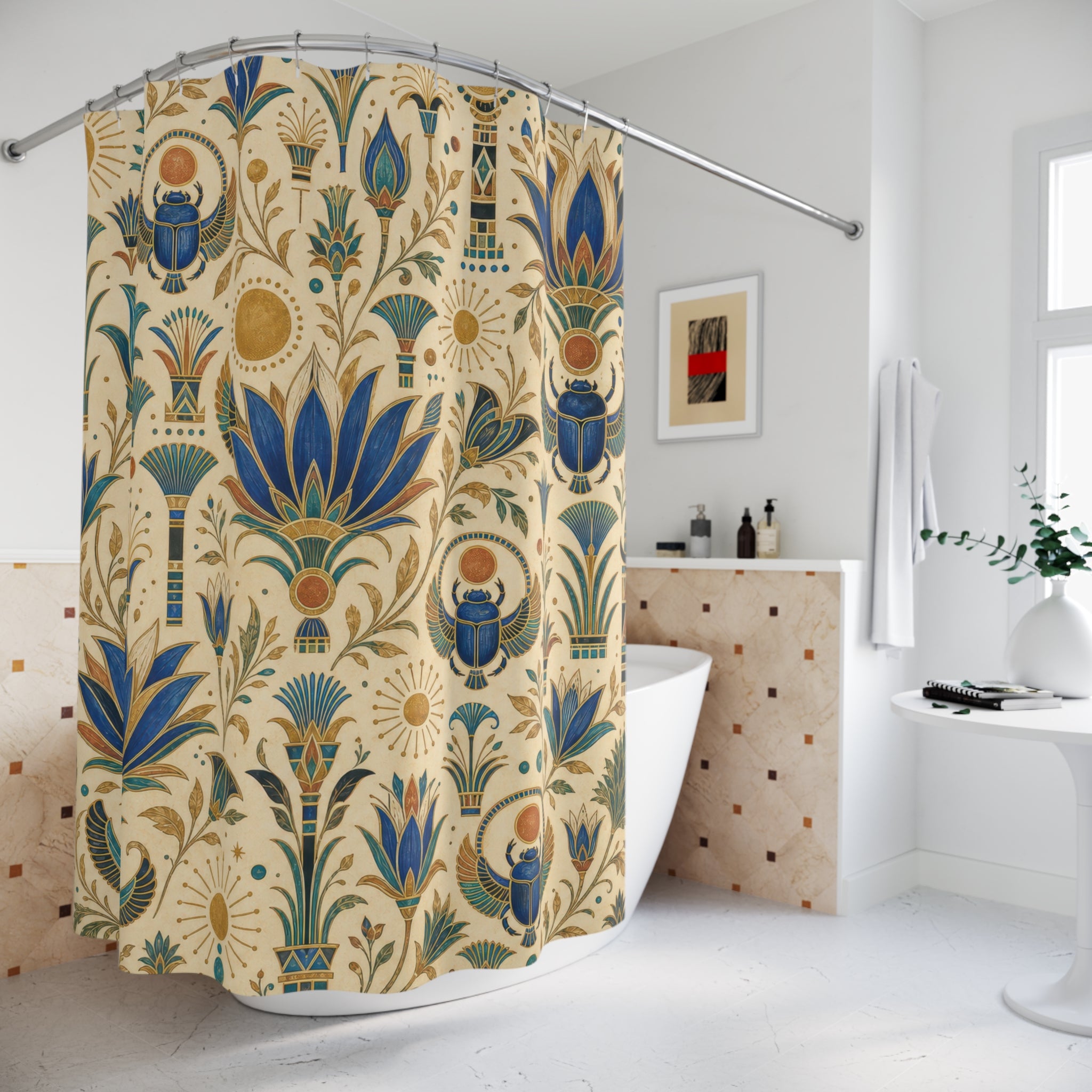 Egyptian Lotus Art Deco Shower Curtain