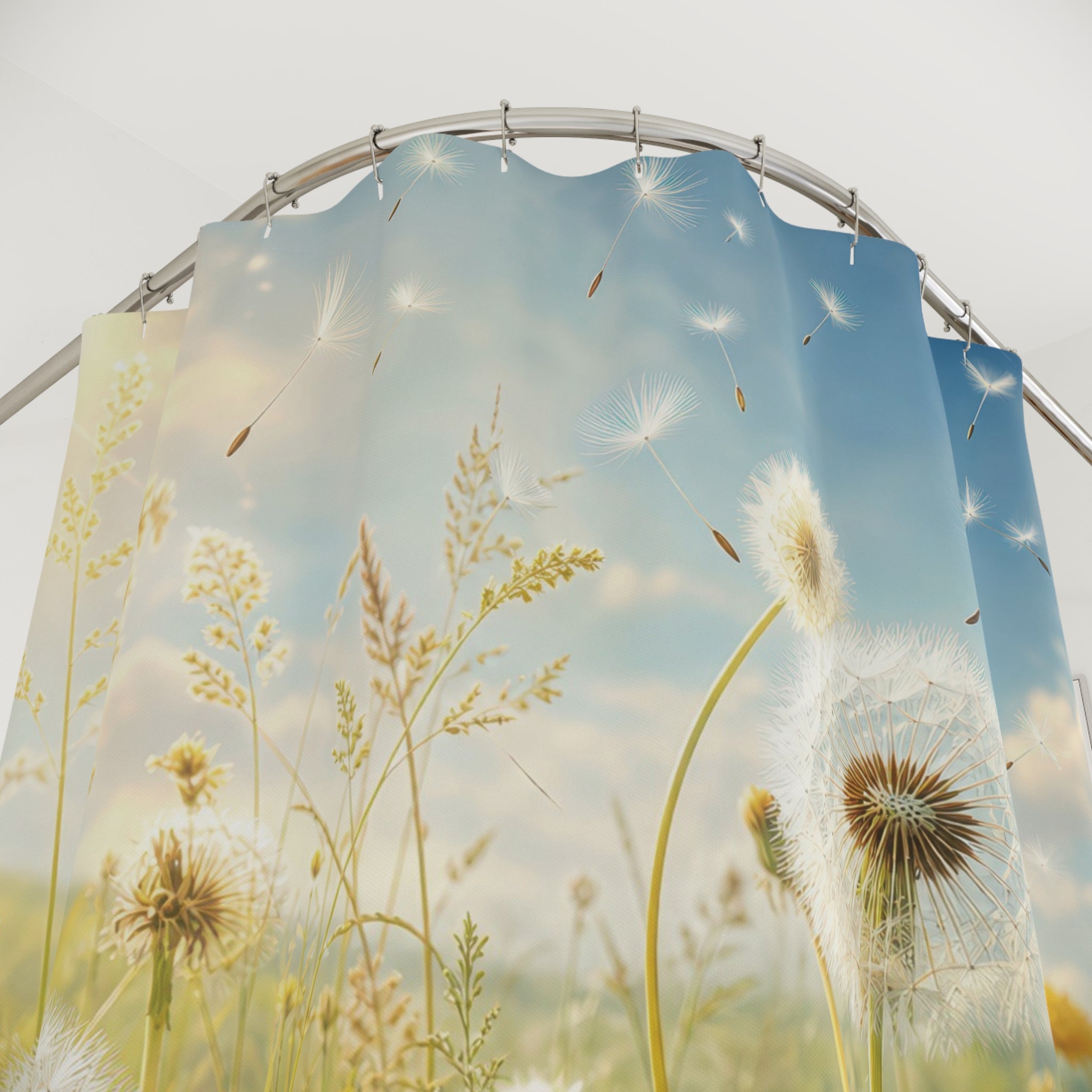Dandelion Shower Curtain: Yellow Wildflower Meadow