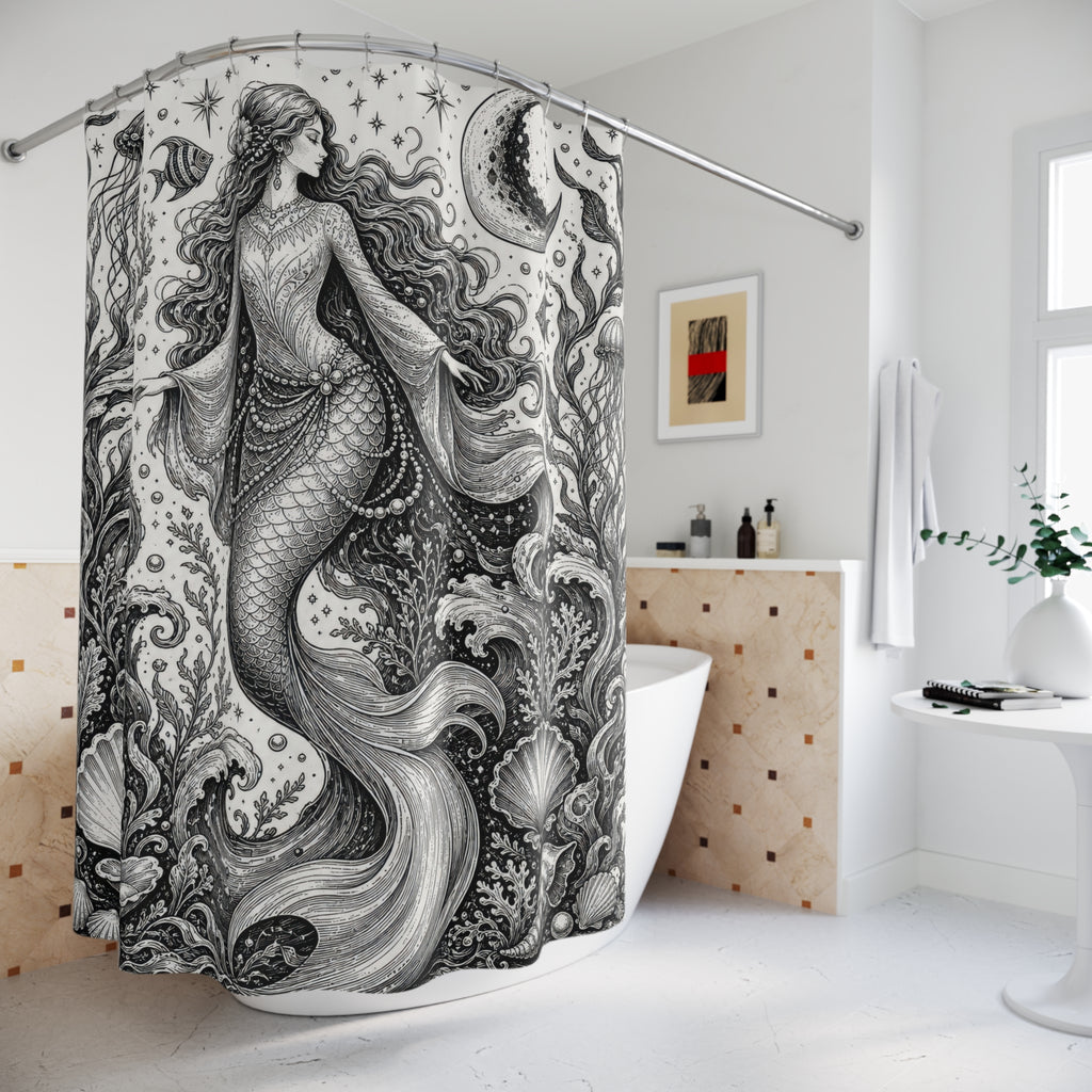 Mermaid Moon Shell Shower Curtain