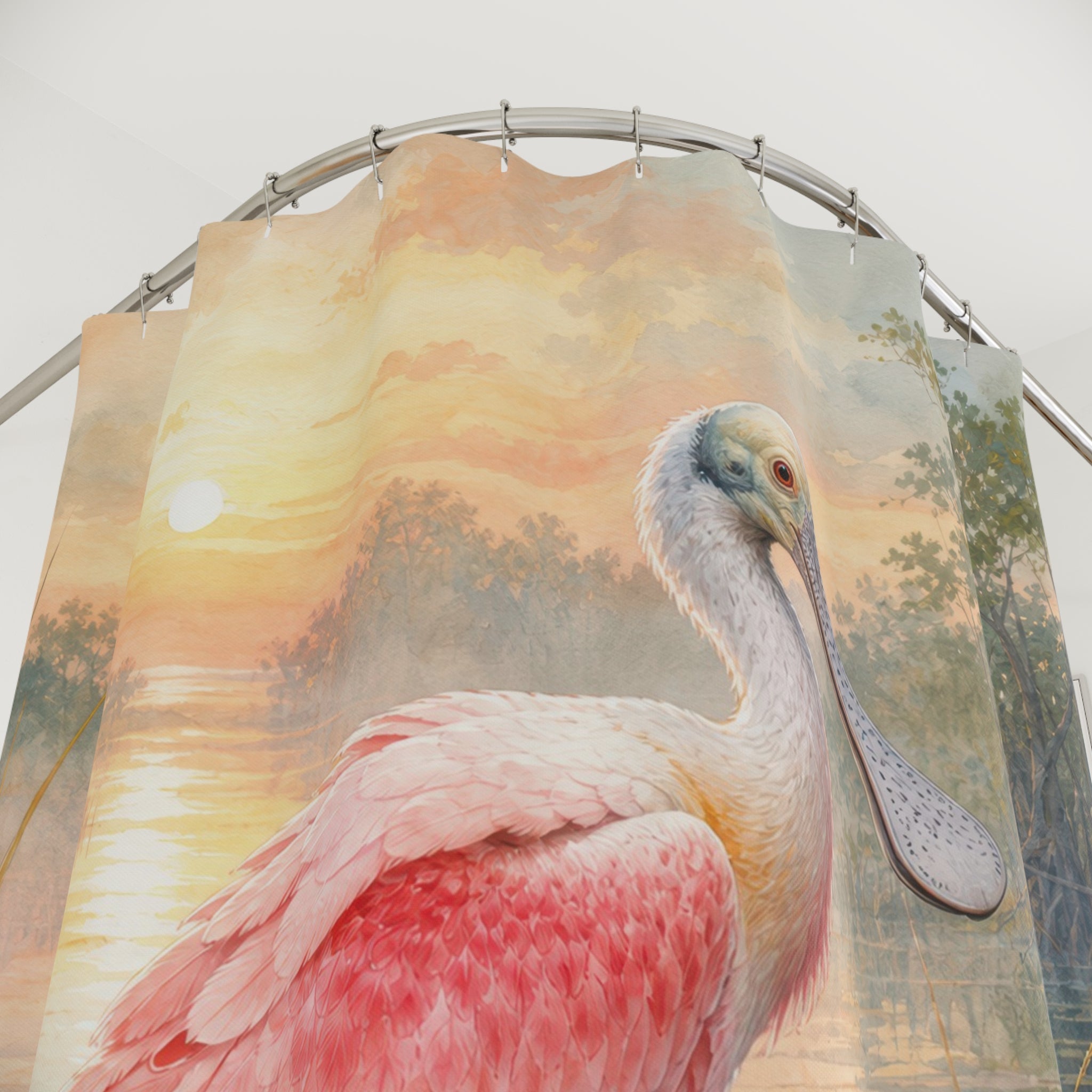 Watercolor Roseate Spoonbill Shower Curtain