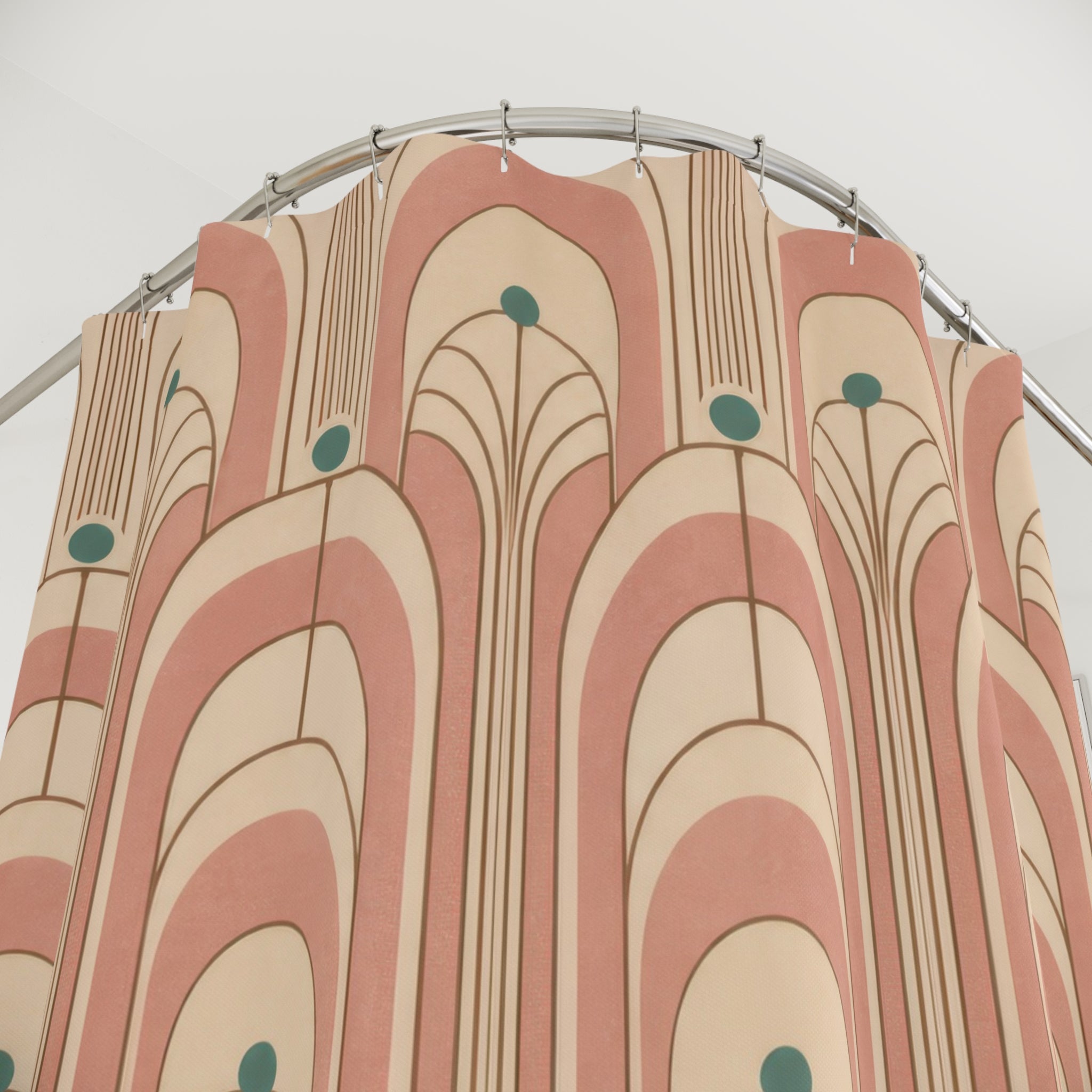 Pink Peach Arch Fan Art Deco Shower Curtain