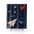 Geometric Paper Airplane Shower Curtain