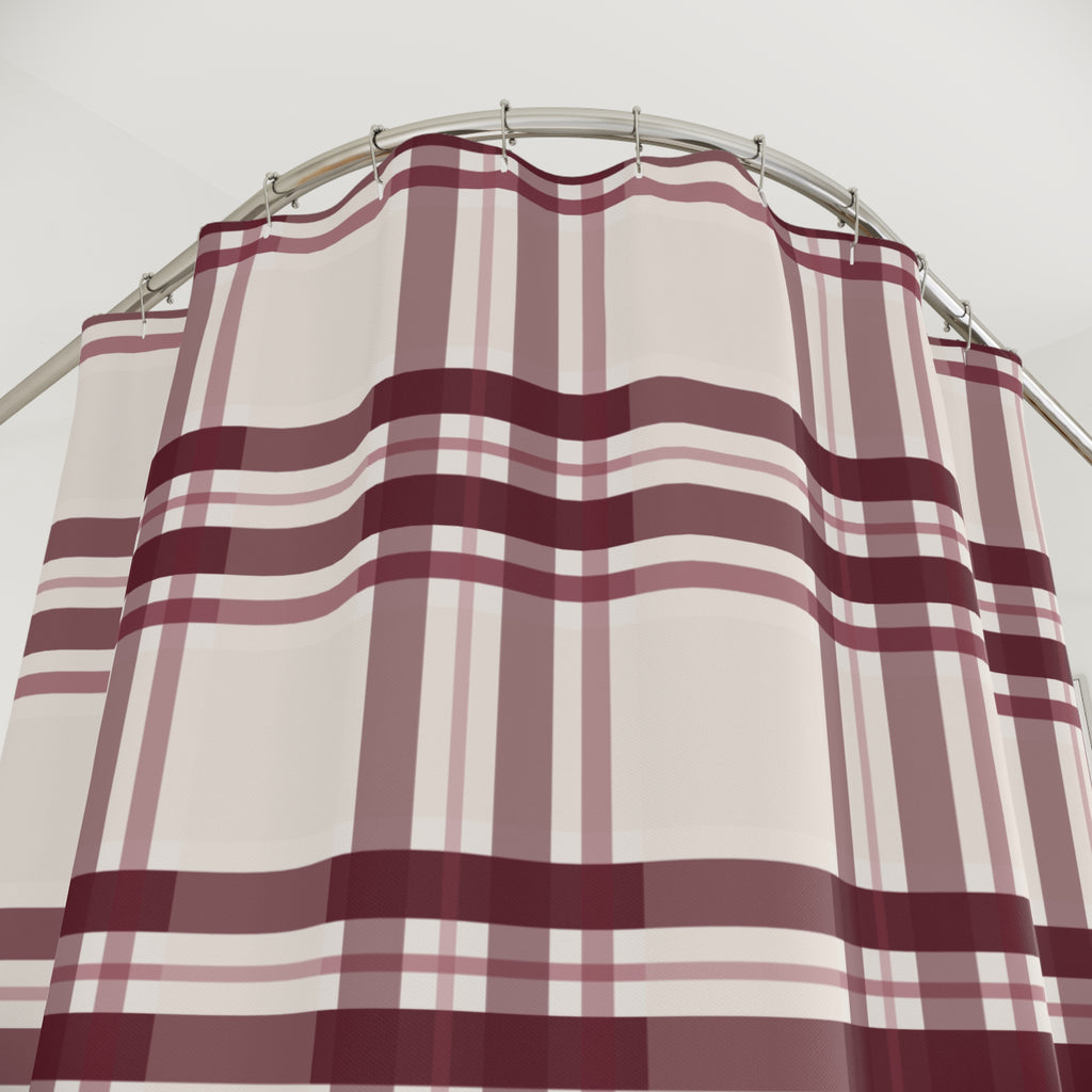 Burgundy and Cream Tartan Plaid Shower Curtain