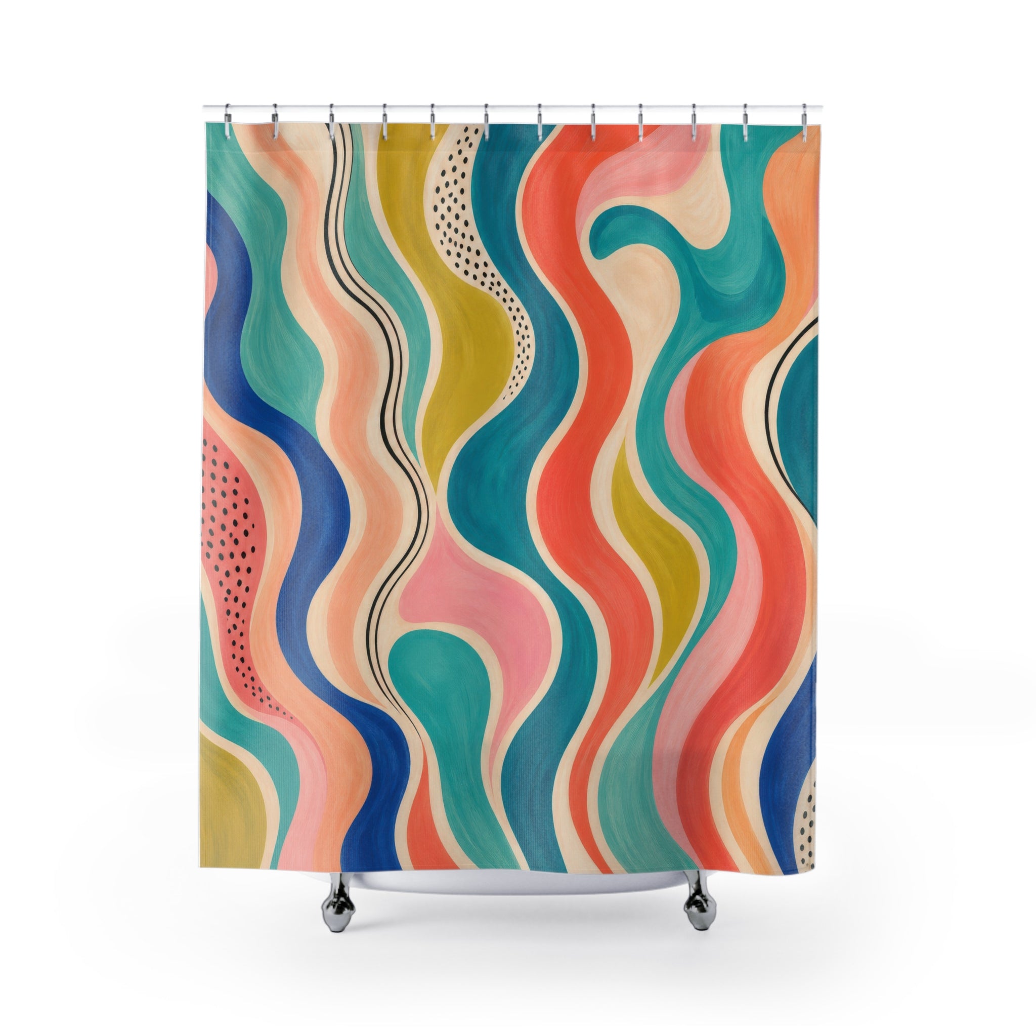 Colorful Wavy Shower Curtain