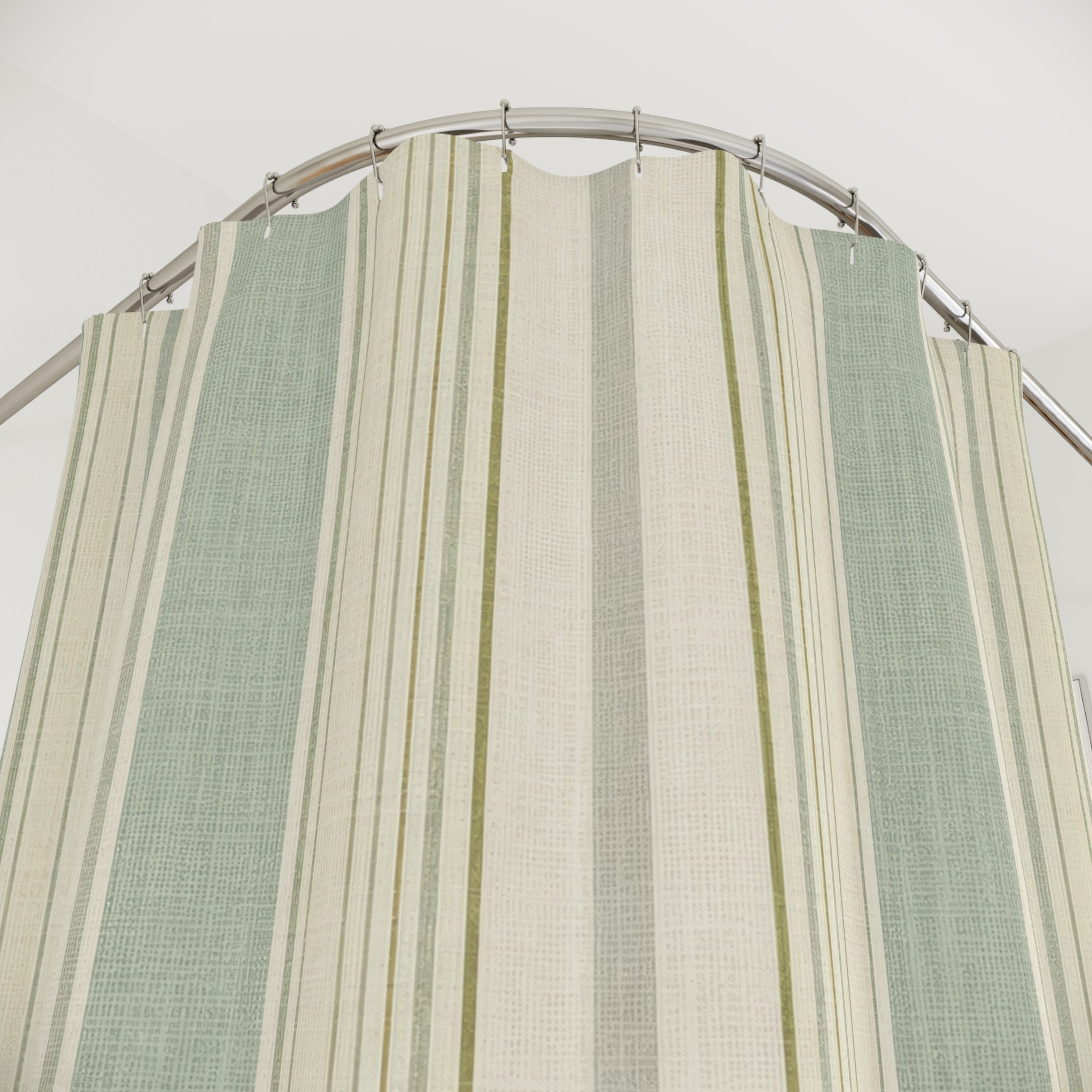 Mint Cream Vertical Stripe Shower Curtain