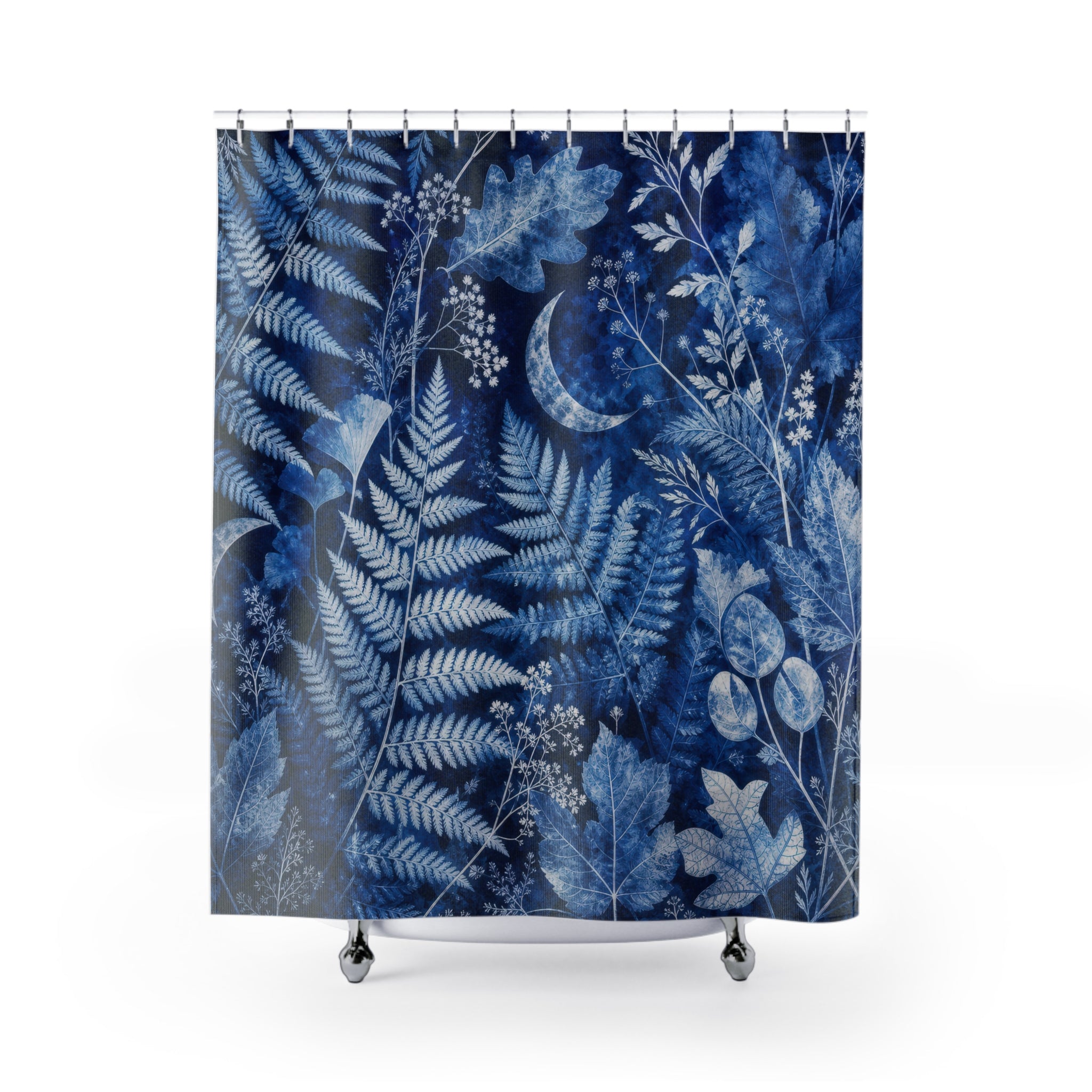Cyanotype Fern Moon Botanicals Shower Curtain