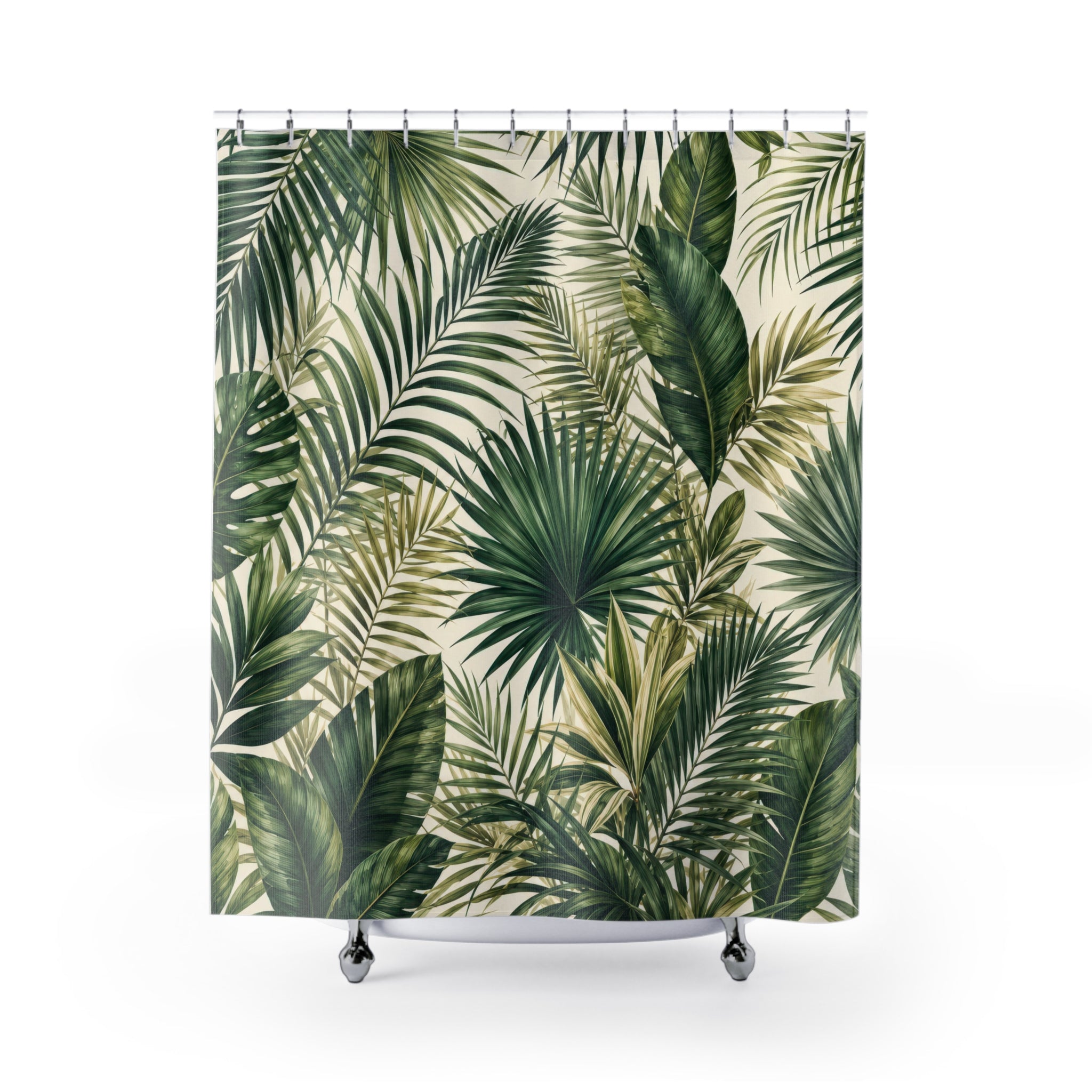 Palm Leaf Shower Curtain: Green Botanical