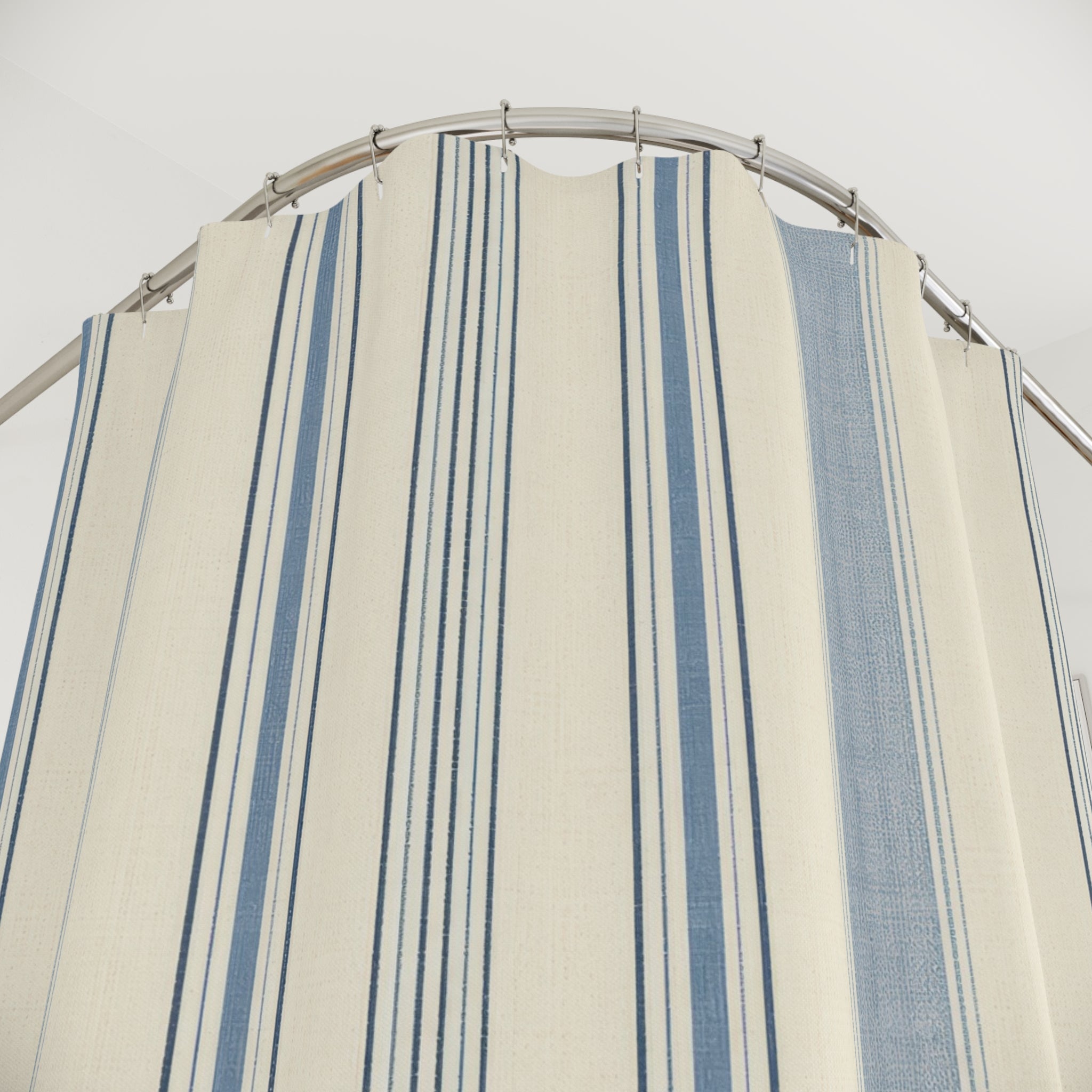 Porcelain Blue Double Line Shower Curtain