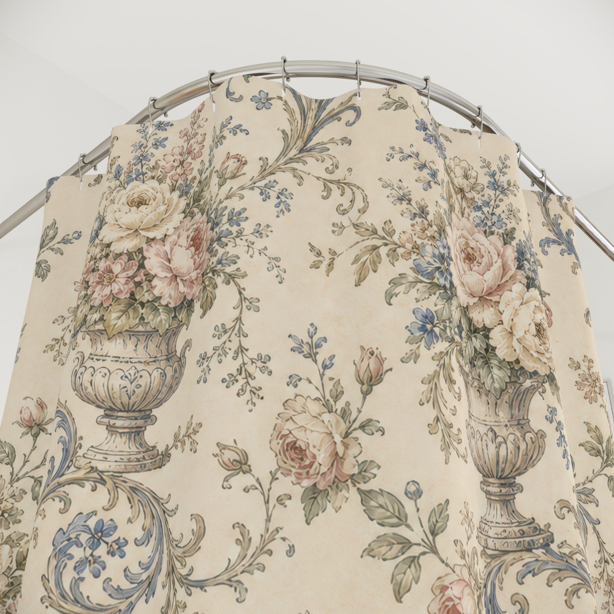 French Country Urn Rose Shower Curtain