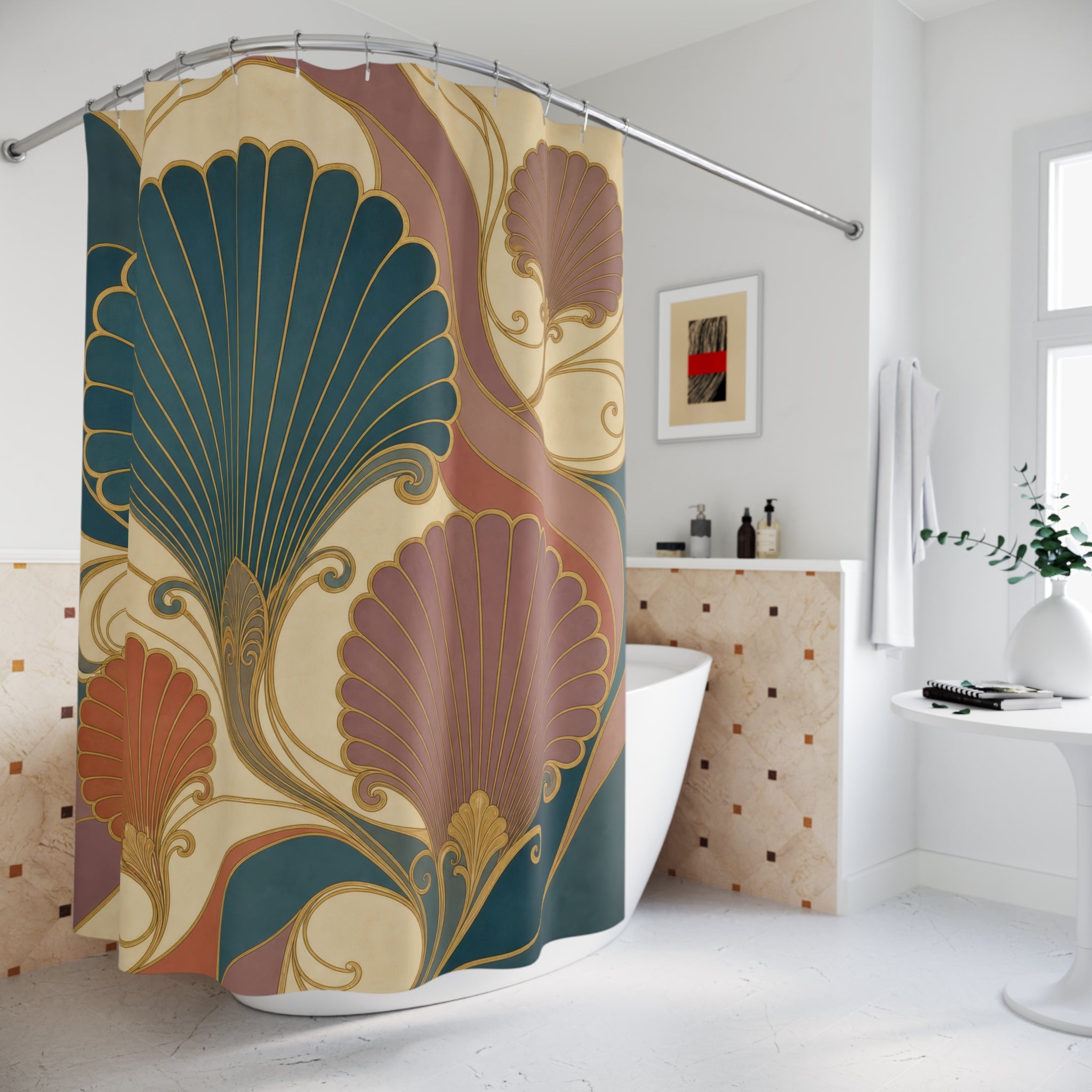 Art Nouveau Scallop Fan Shower Curtain