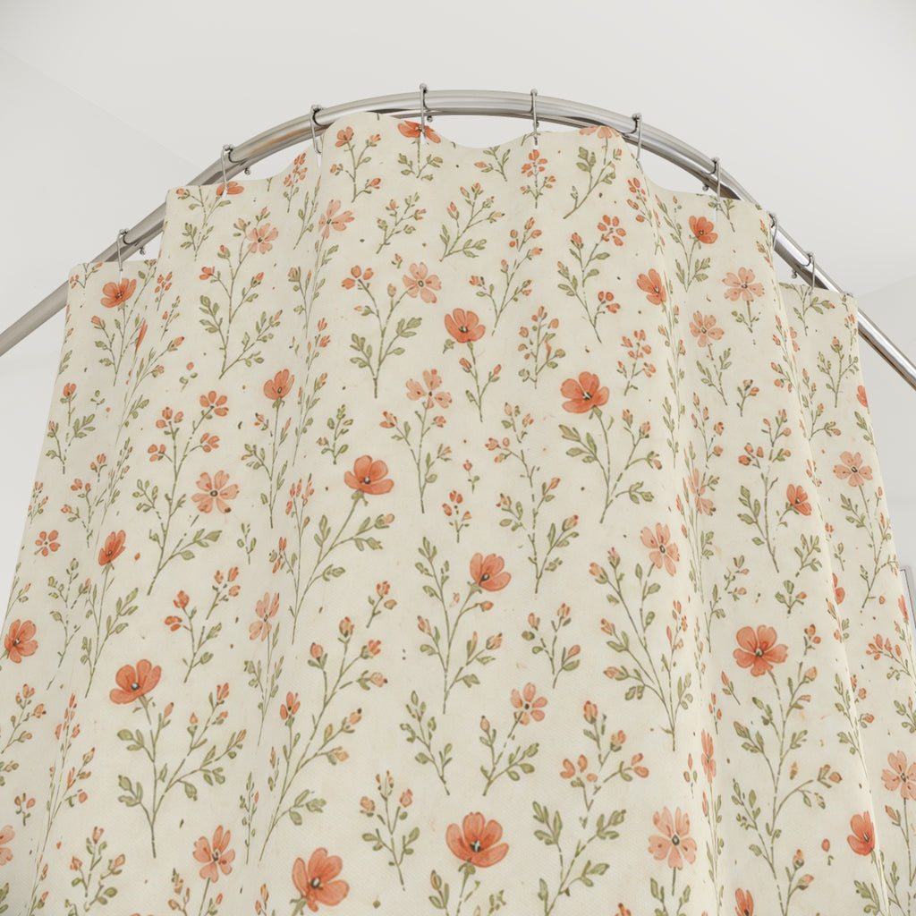 Coral Meadow Ditsy Shower Curtain
