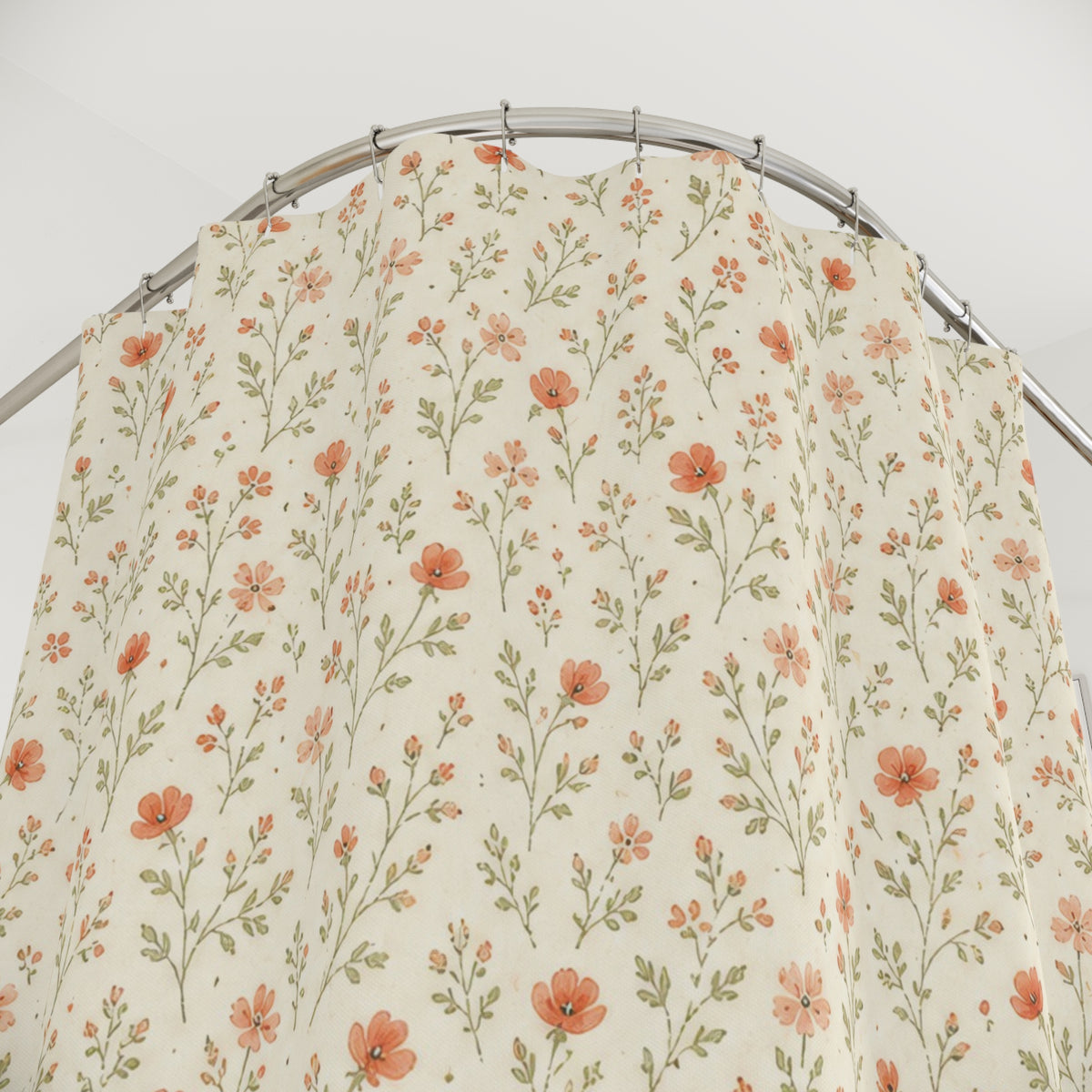 Coral Meadow Ditsy Shower Curtain