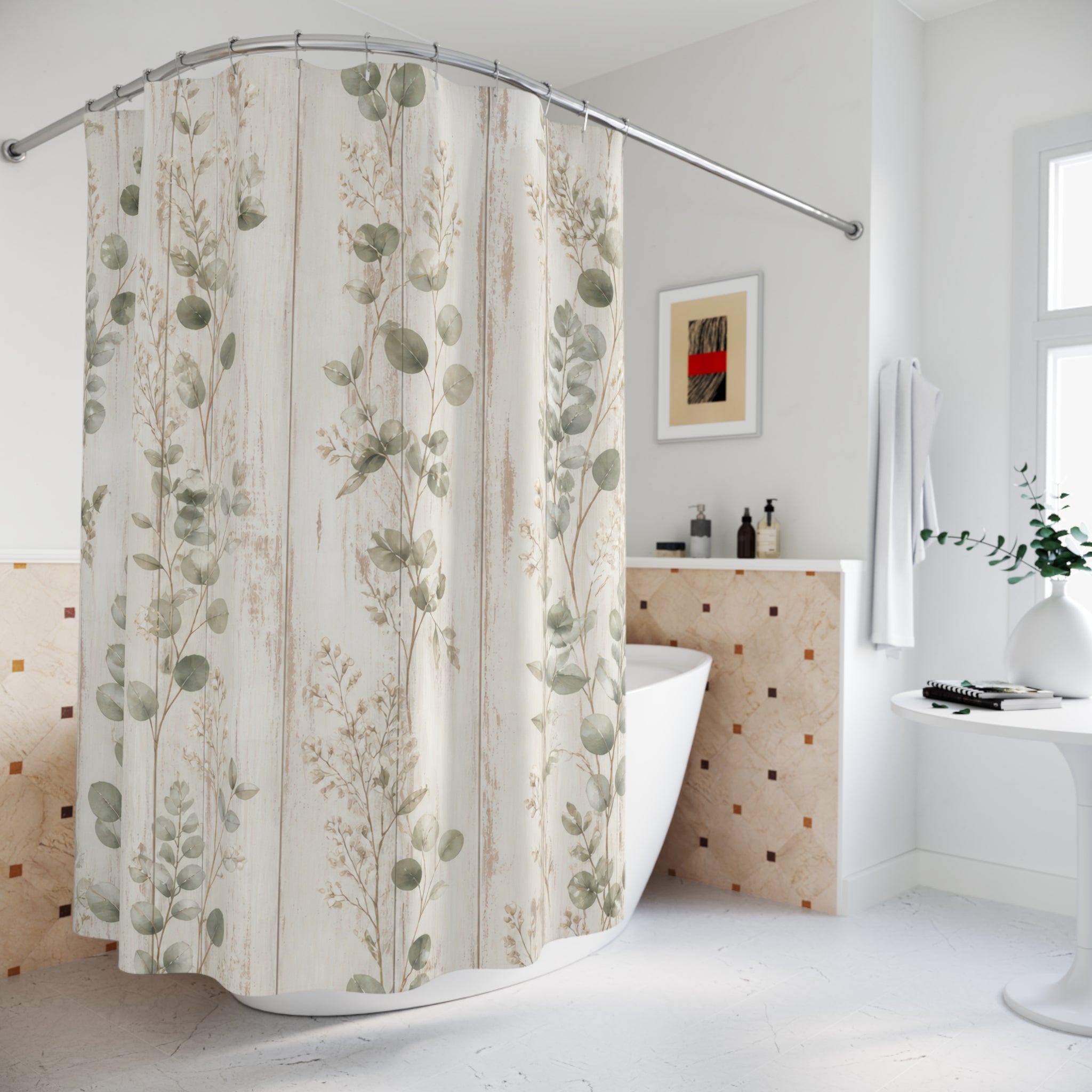 White Farmhouse Shower Curtain