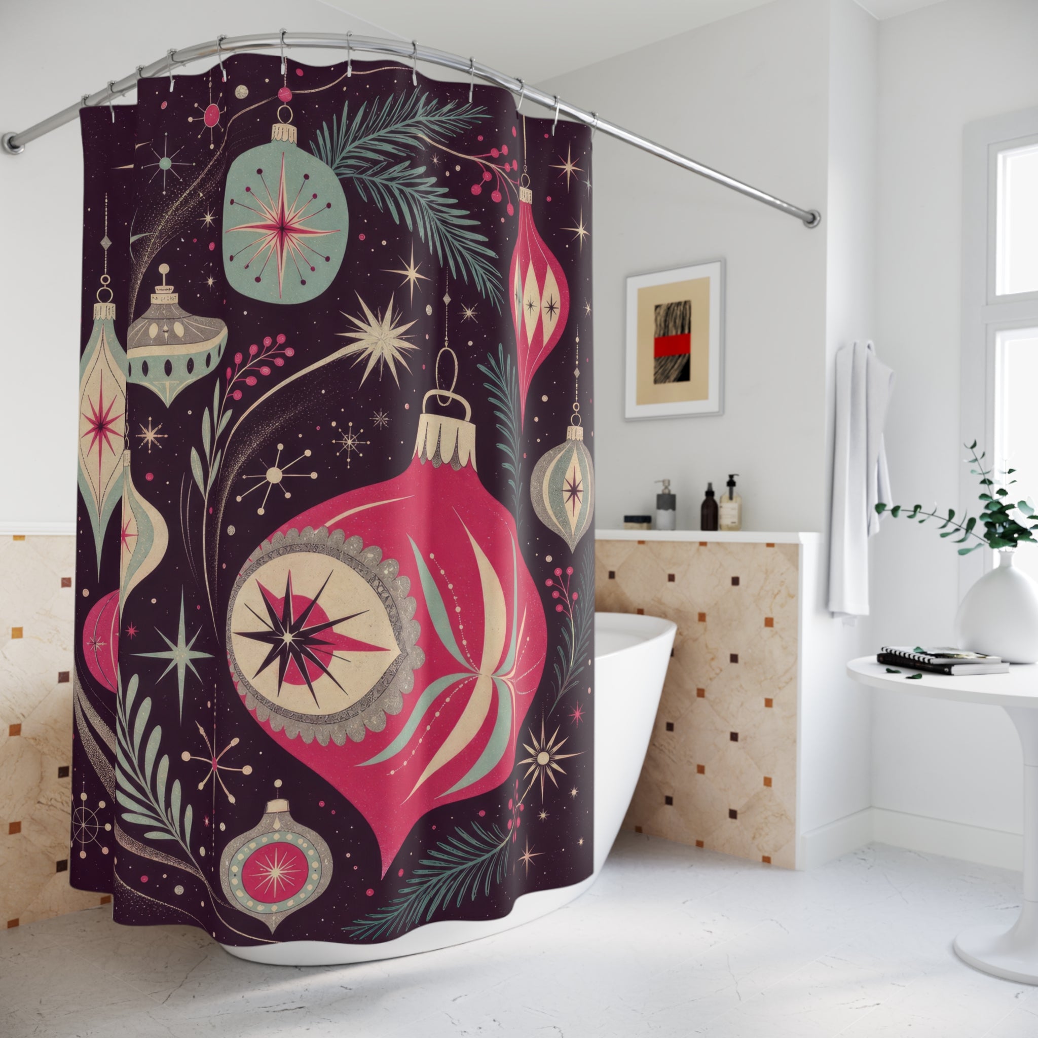Retro Ornament Mid Century Modern Shower Curtain