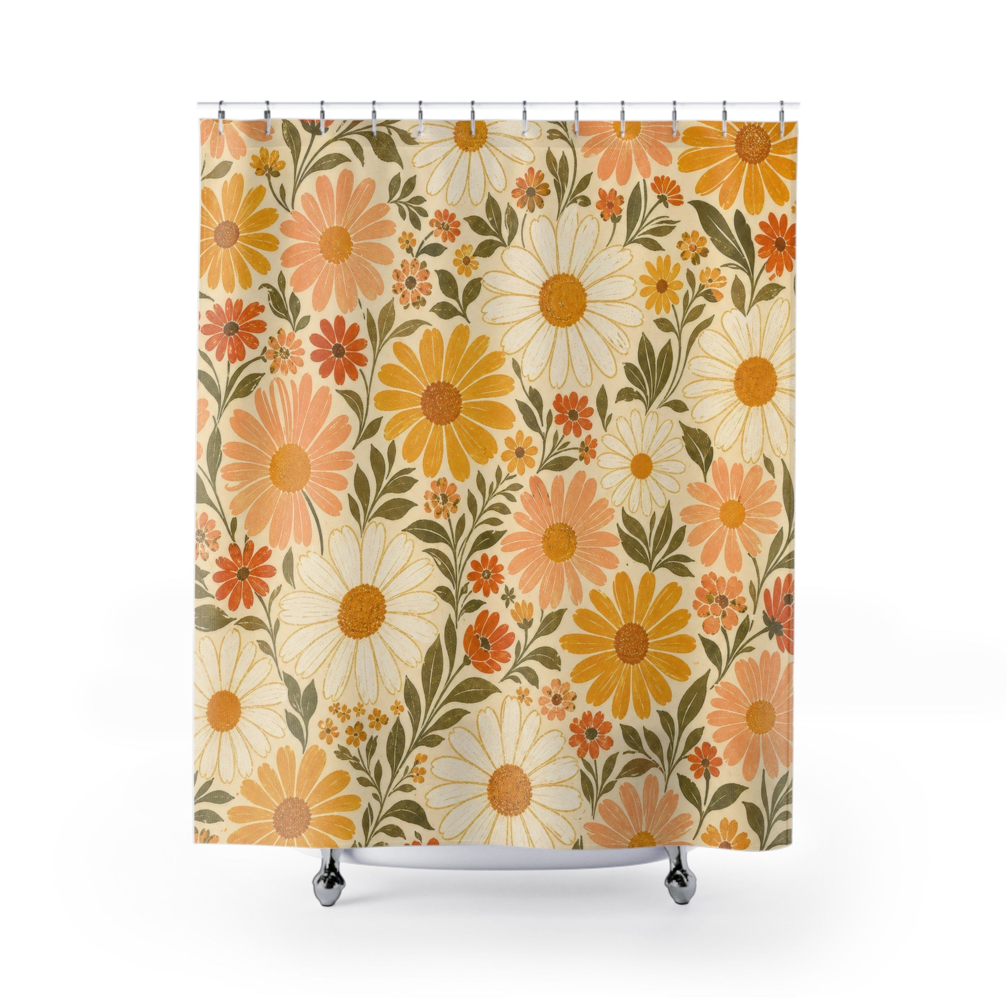 Yellow Floral Garden Daisy Shower Curtain