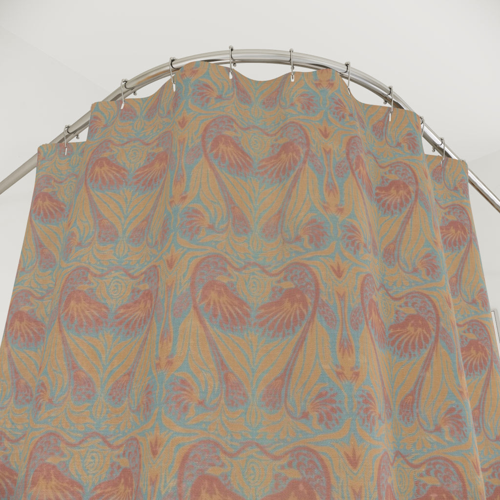 Mackmurdo Peacock Shower Curtain – 1882 Pastel Art Nouveau