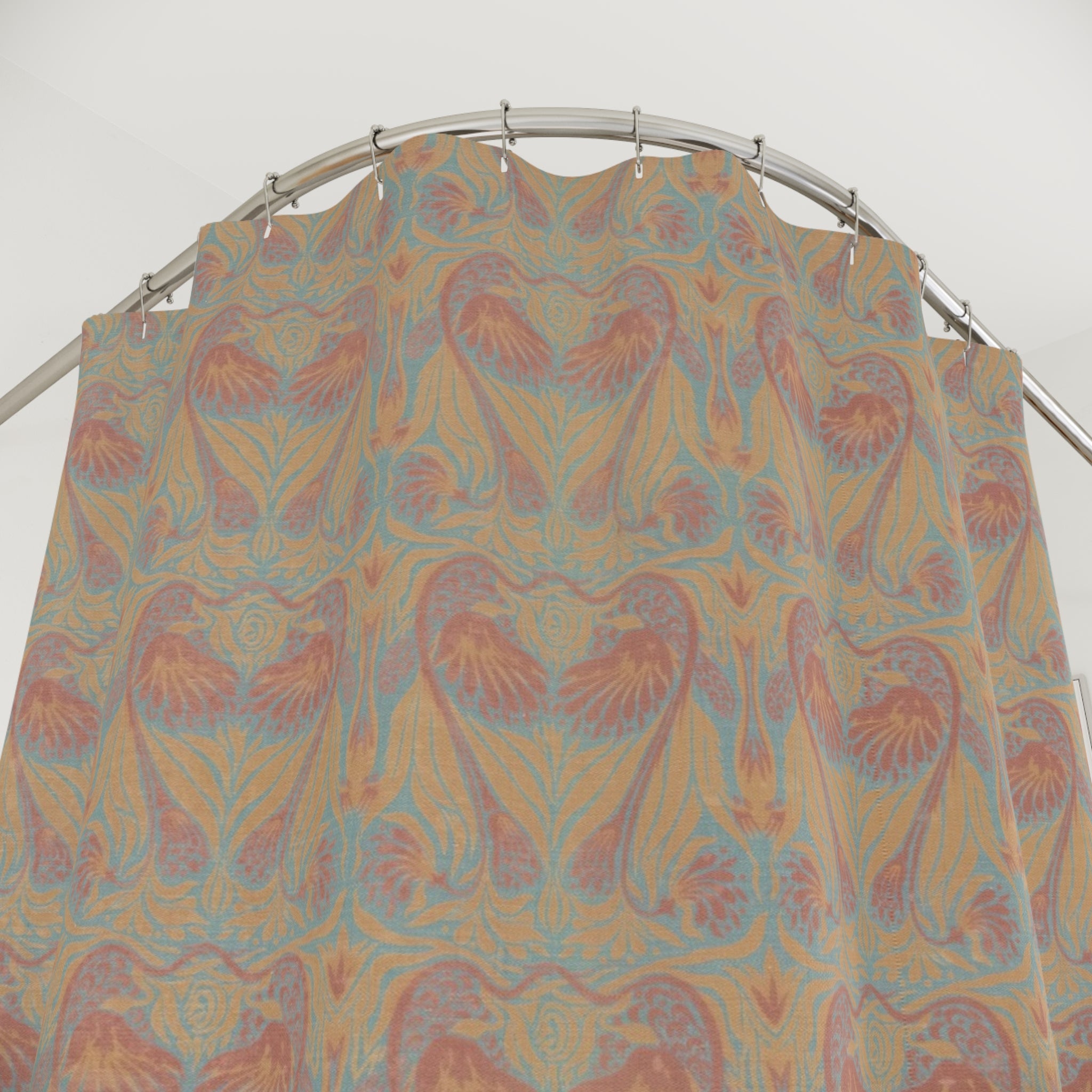 Mackmurdo Peacock Shower Curtain – 1882 Pastel Art Nouveau