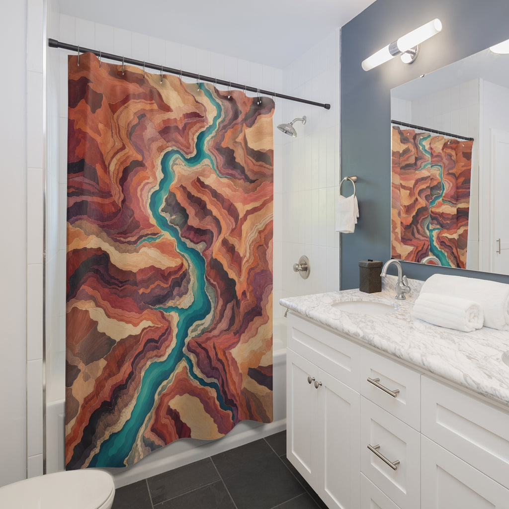 Aerial Canyon Topography Shower Curtain