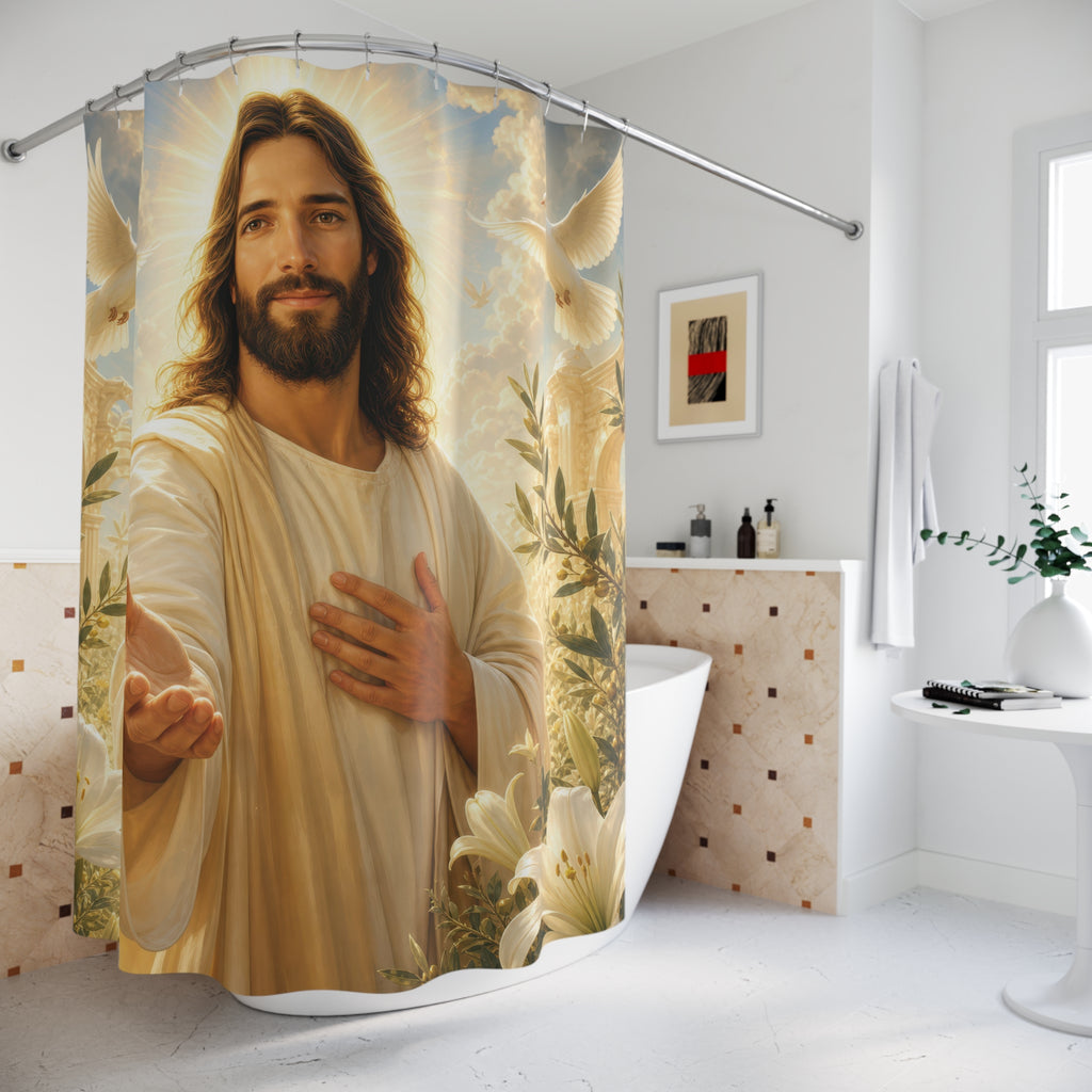Jesus Shower Curtain: Dove Lily Religious
