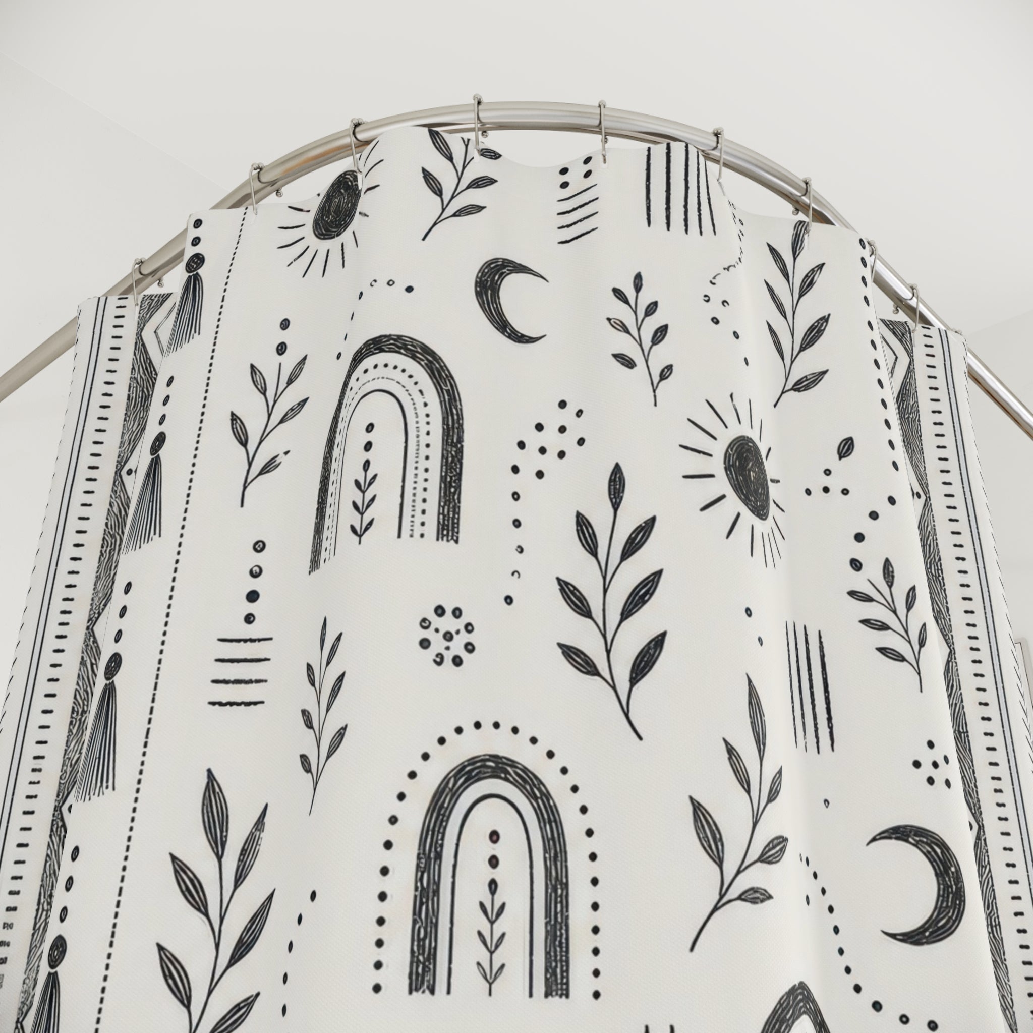 Black Boho Shower Curtain
