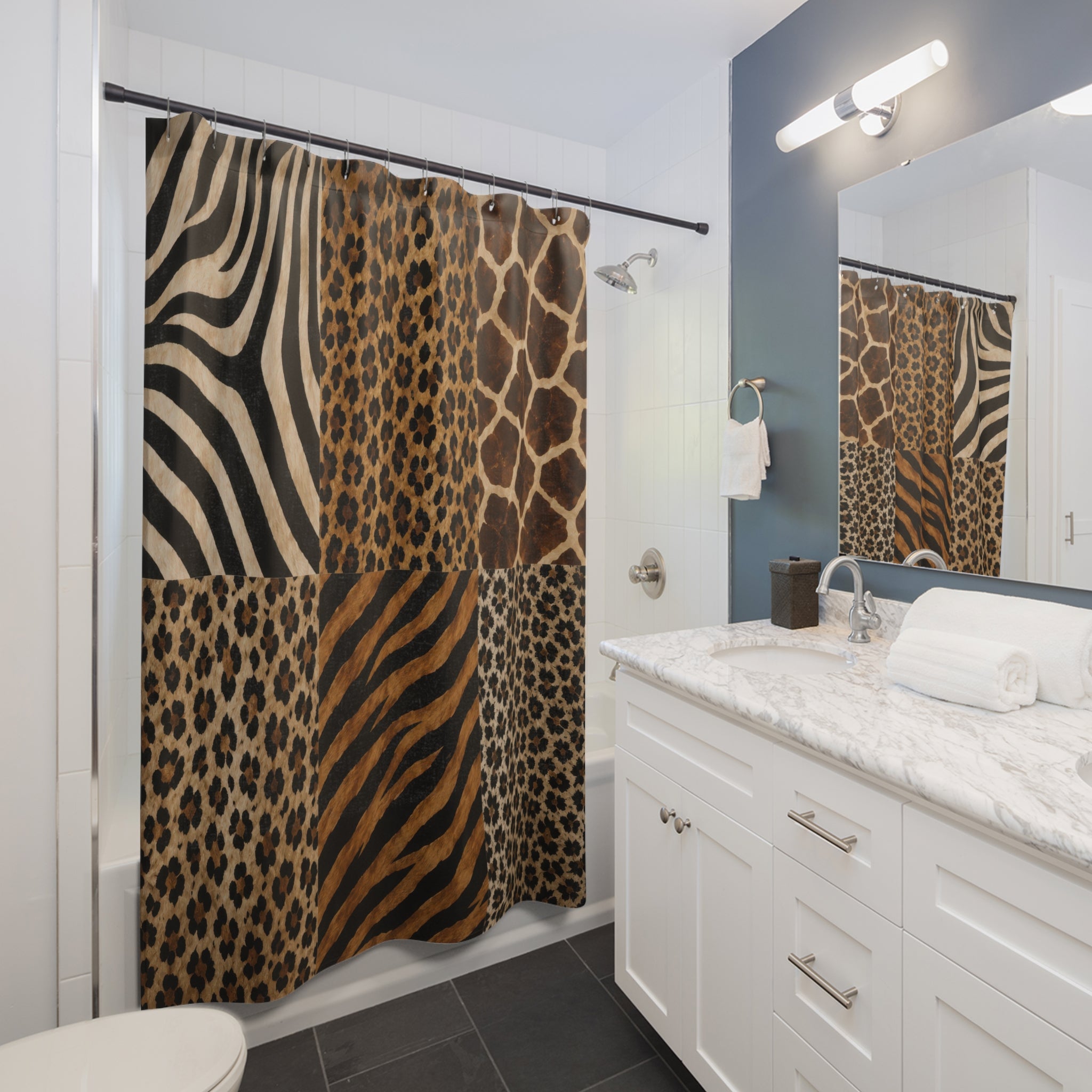 Animal Print Shower Curtain: Safari Patchwork