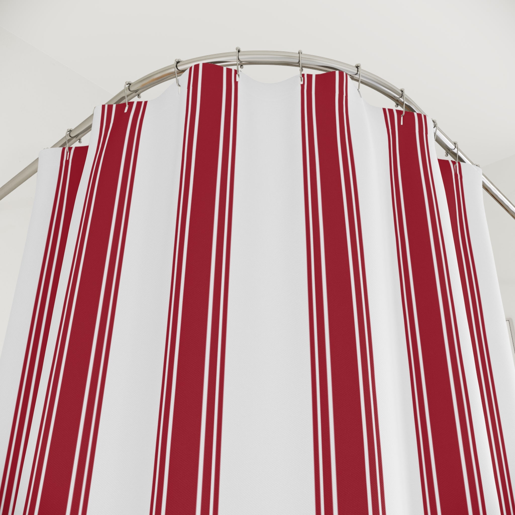 Red Ticking Stripe Shower Curtain – French Country