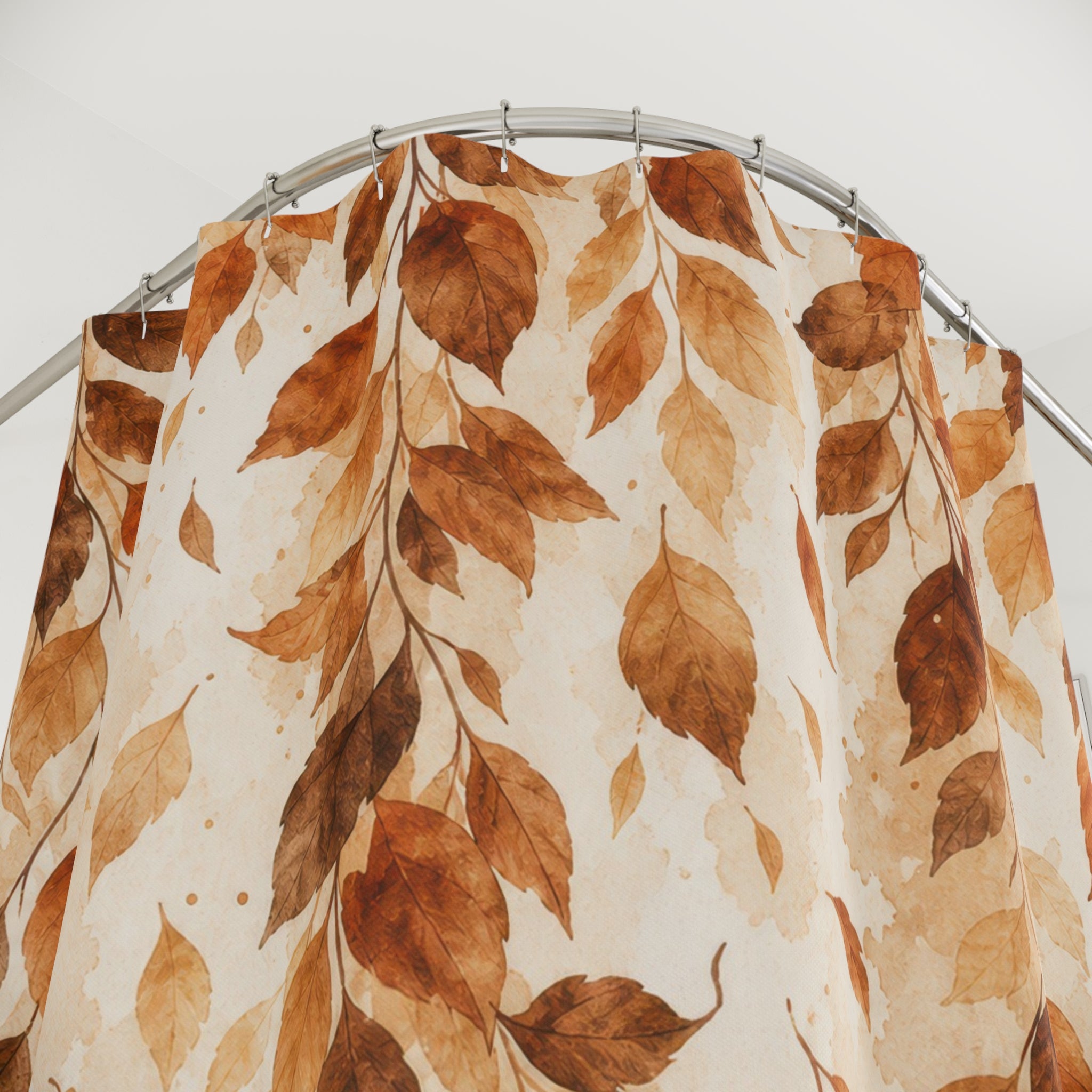 Orange Brown Botanical Branch Shower Curtain