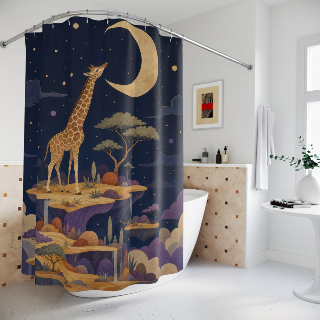 Moon Stars Safari Animal Scene Shower Curtain