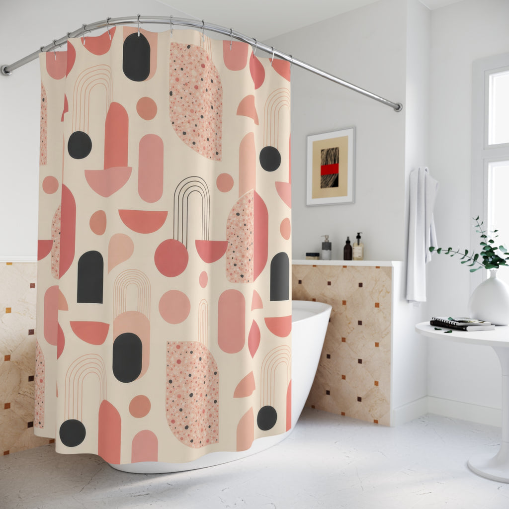 Mid Century Modern Pink Shower Curtain