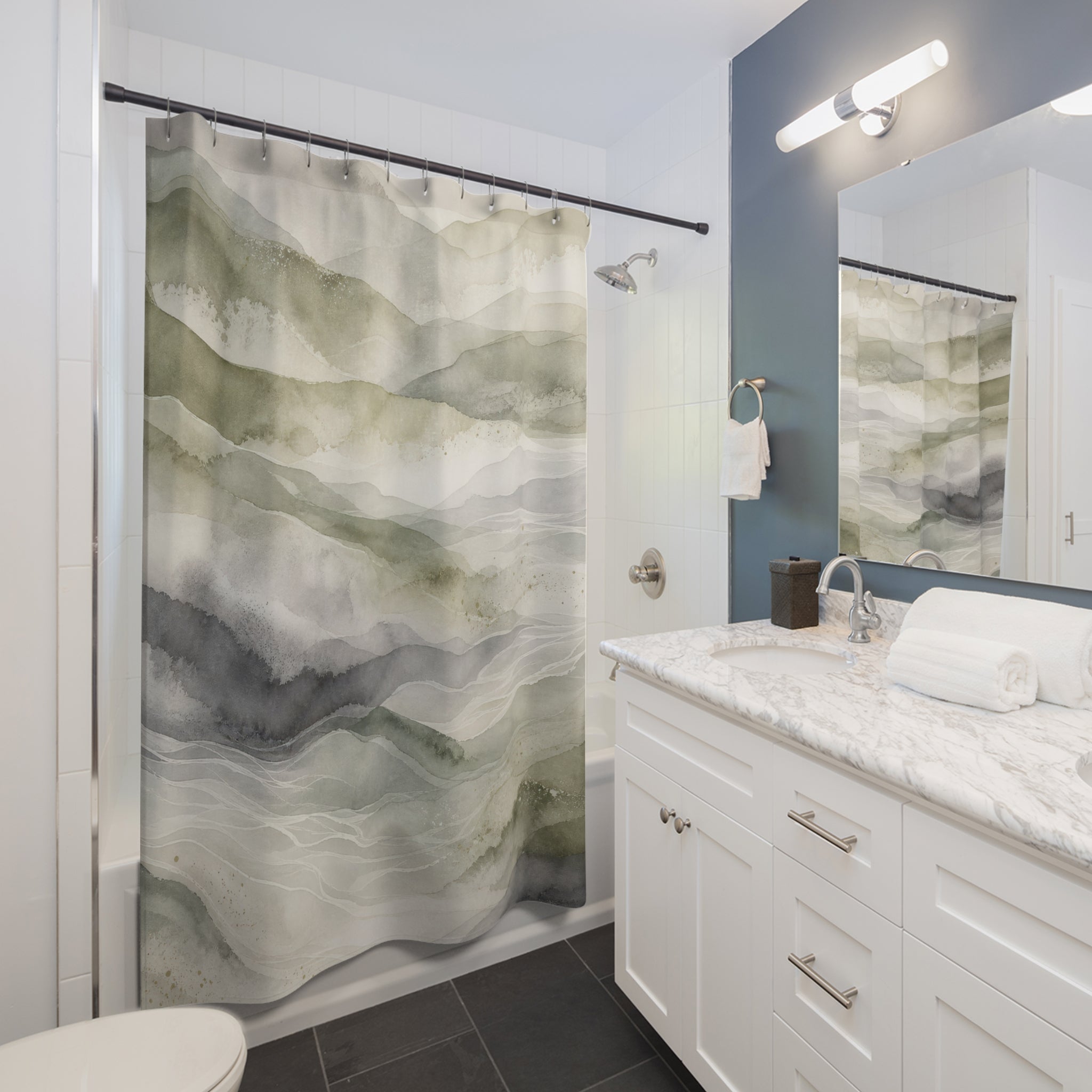 Green Landscape Shower Curtain