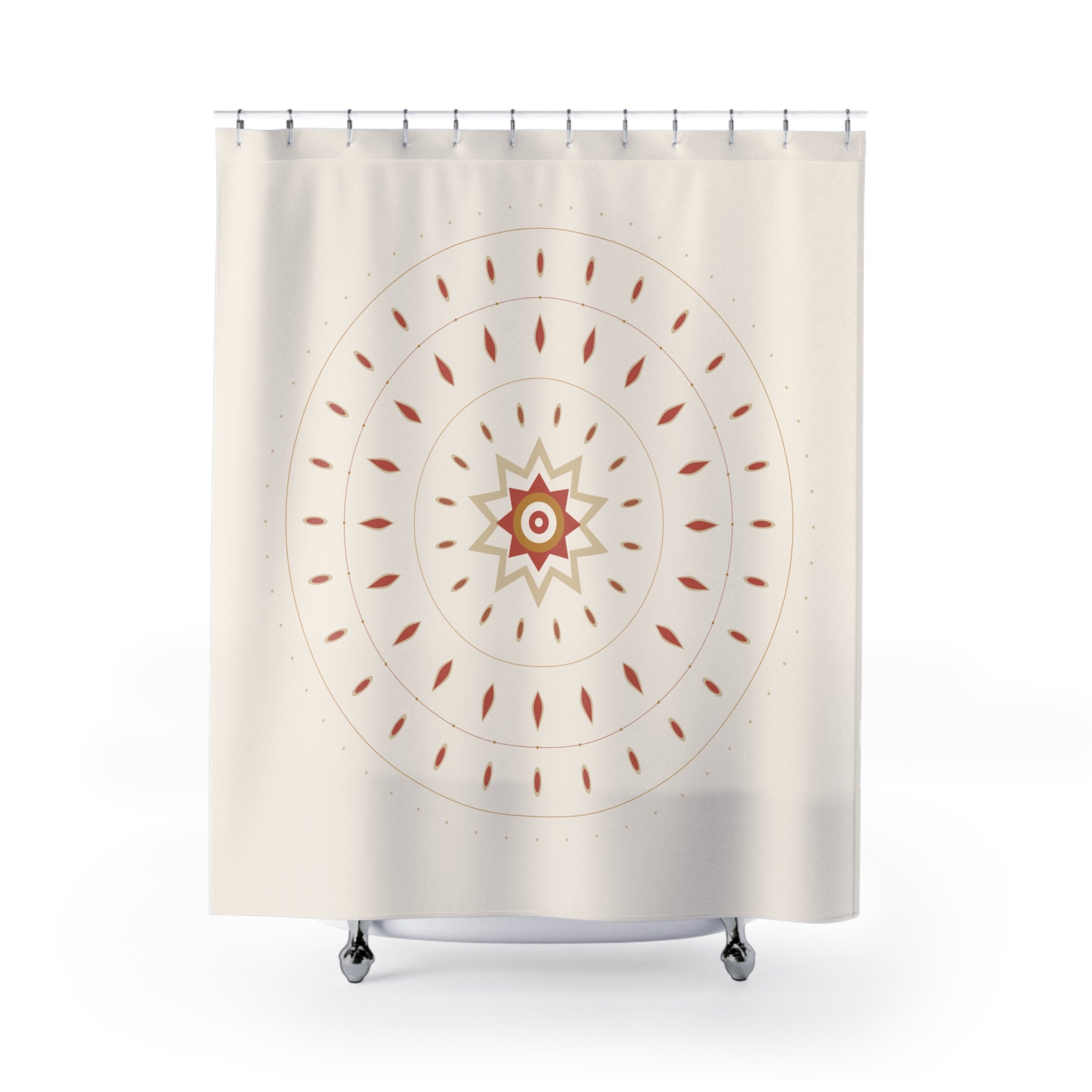 Sunset Mandala Shower Curtain – Coral & Amber