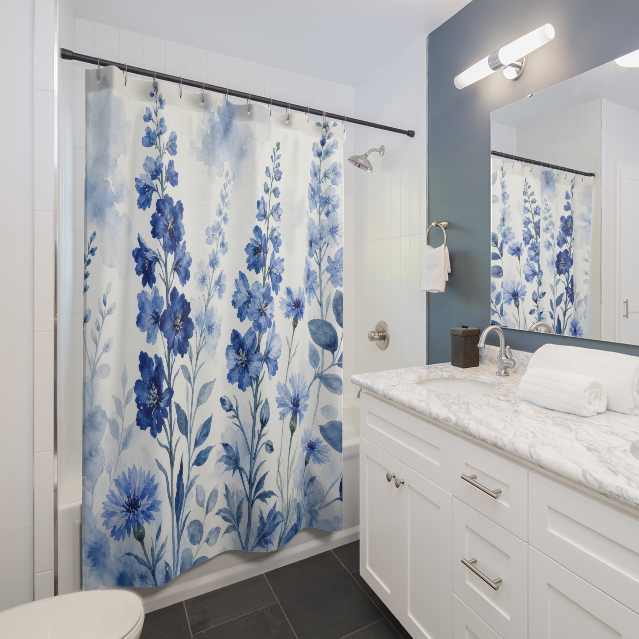 Blue Wildflower Shower Curtain