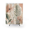 Peach Aesthetic Watercolor Floral Shower Curtain