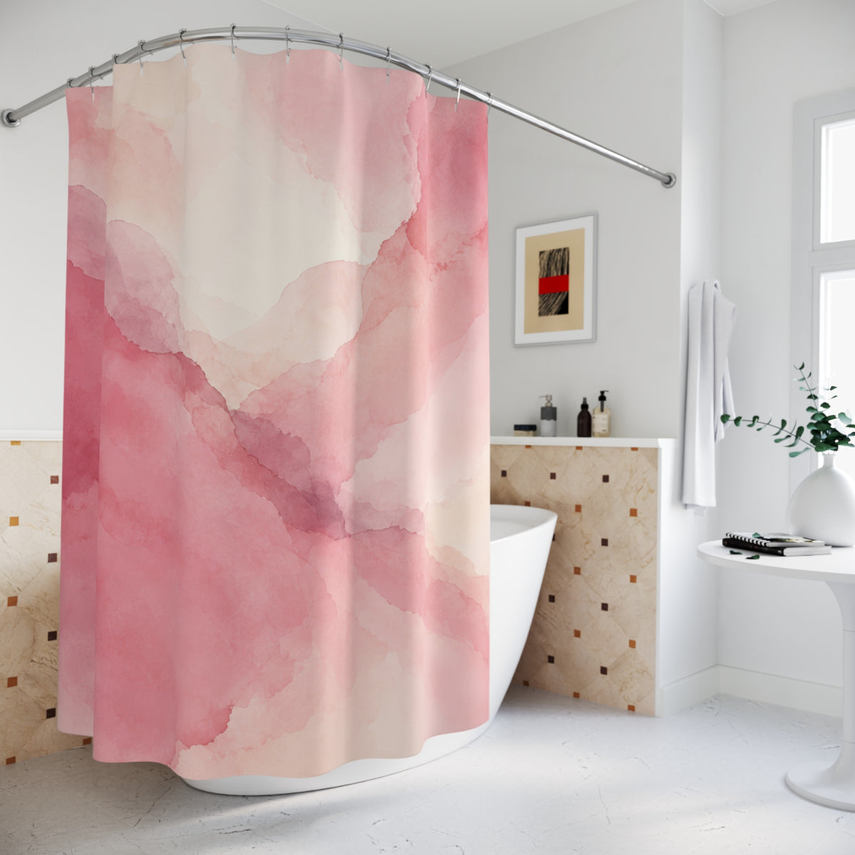 Light Pink Watercolor Wash Shower Curtain