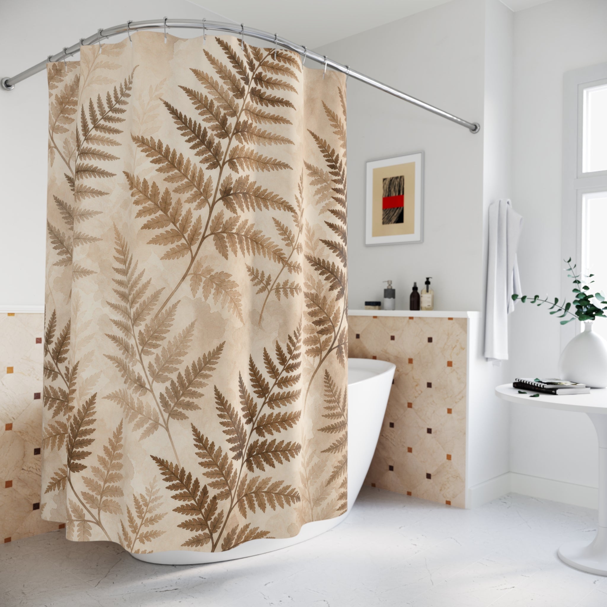 Sepia Botanical Leaf Shower Curtain